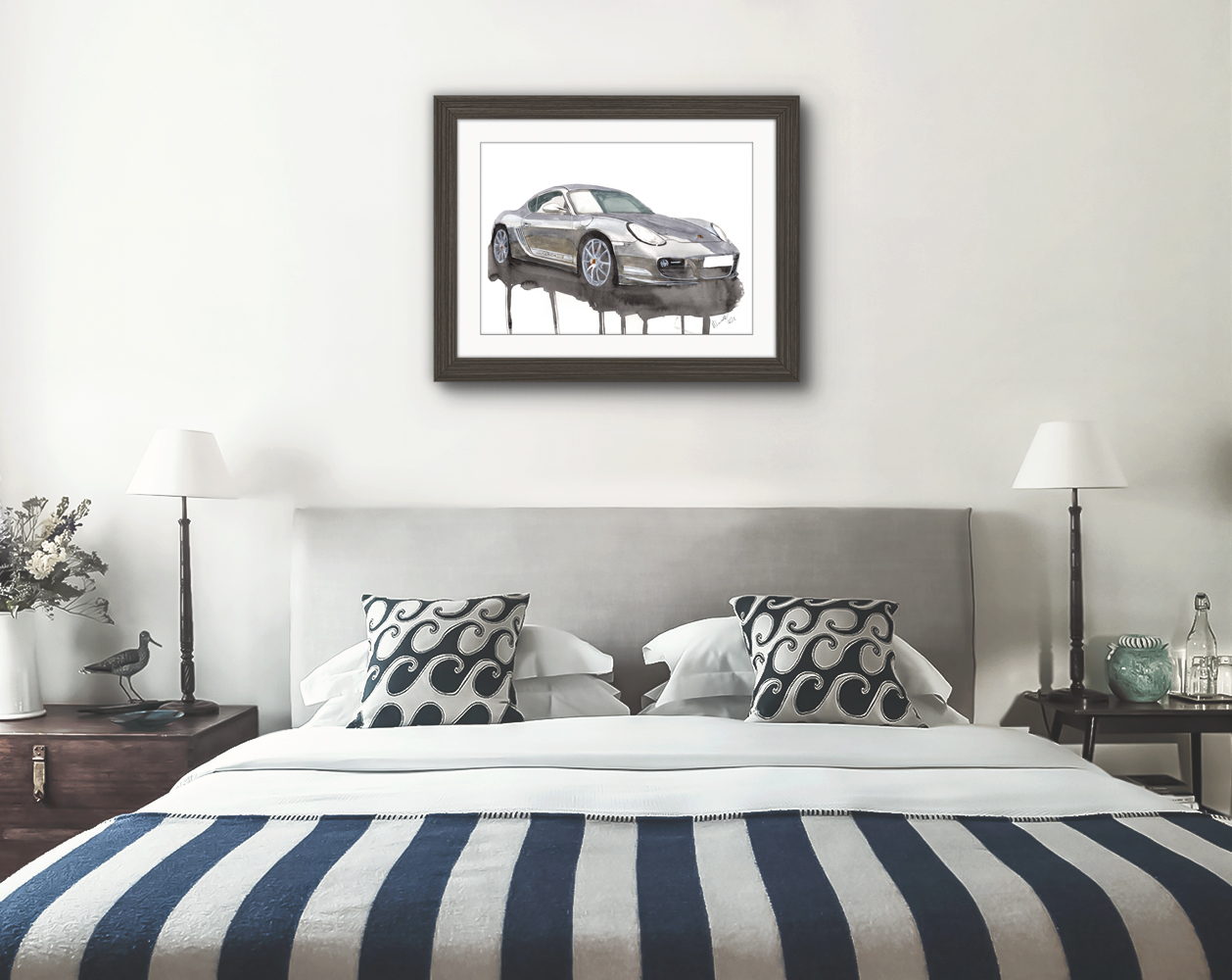 Porsche Cayman Print. Porsche Cayman Poster. Gifts For Him. Hand Painted Art. birthday gift