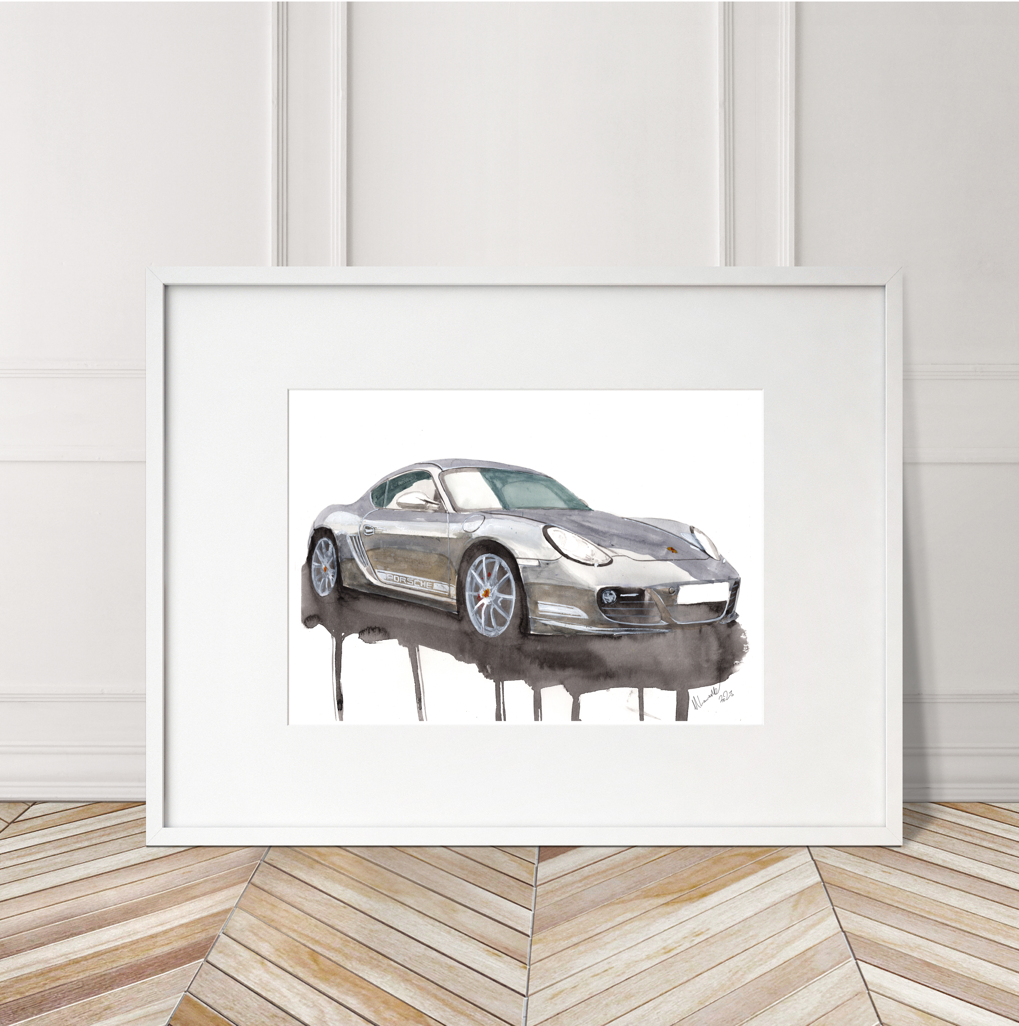 Porsche Cayman Print. Porsche Cayman Poster. Gifts For Him. Hand Painted Art. birthday gift
