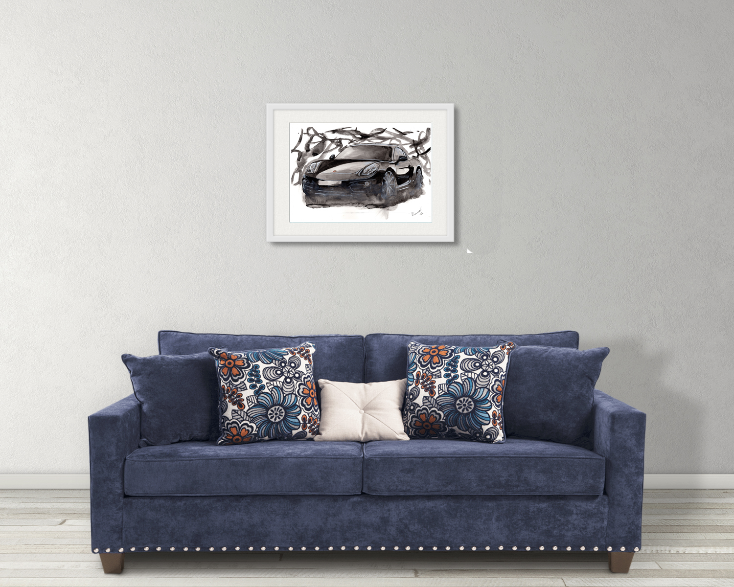 Porsche Cayman Print. Porsche Cayman Poster. Gifts For Him. Hand Painted Art. birthday gift