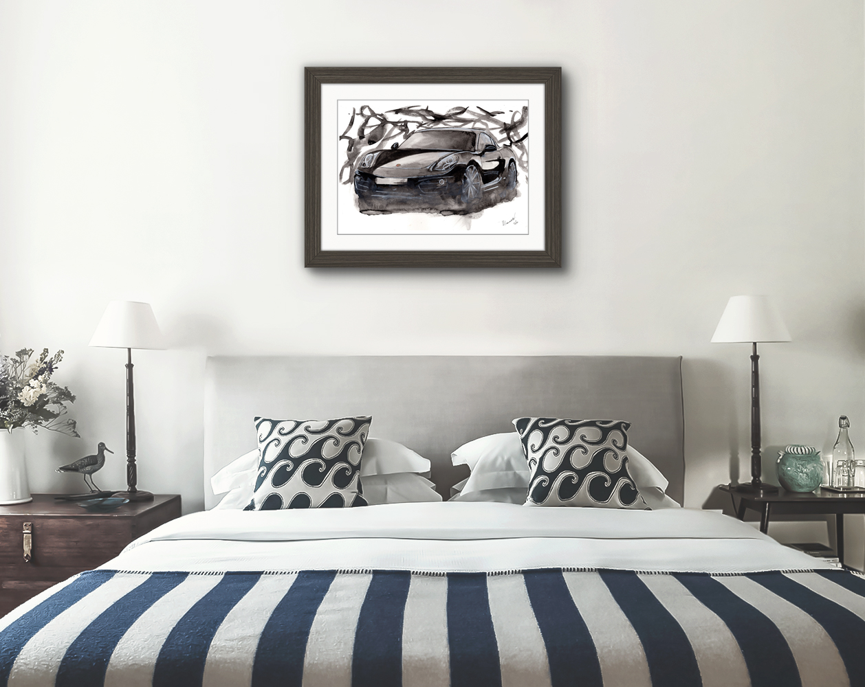 Porsche Cayman Print. Porsche Cayman Poster. Gifts For Him. Hand Painted Art. birthday gift