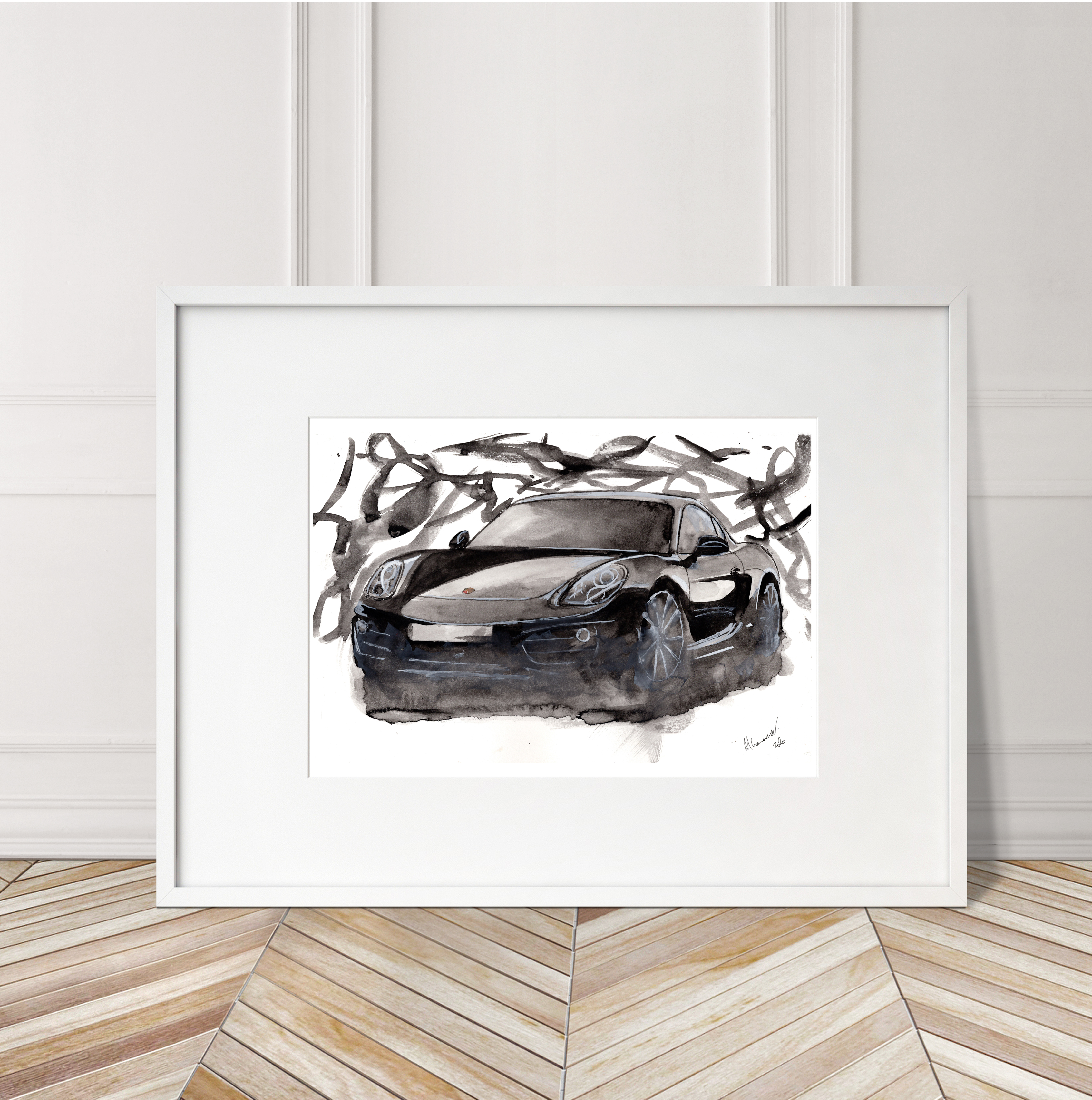 Porsche Cayman Print. Porsche Cayman Poster. Gifts For Him. Hand Painted Art. birthday gift
