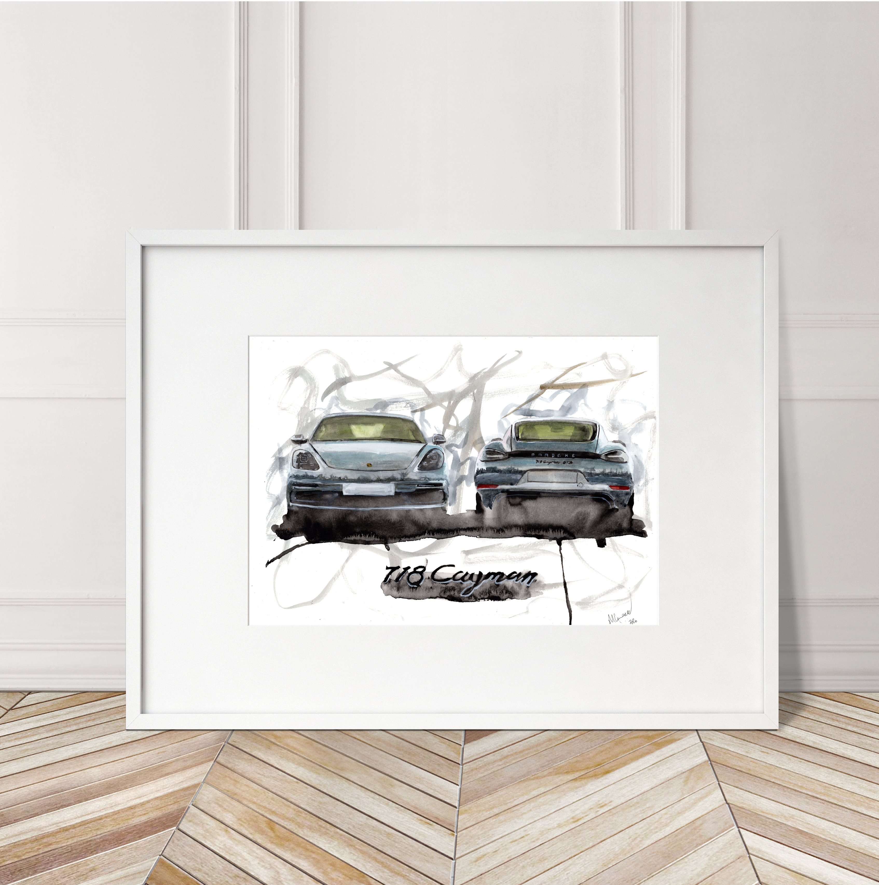 Porsche Cayman Print. Porsche Cayman Poster. Gifts For Him. Hand Painted Art. birthday gift