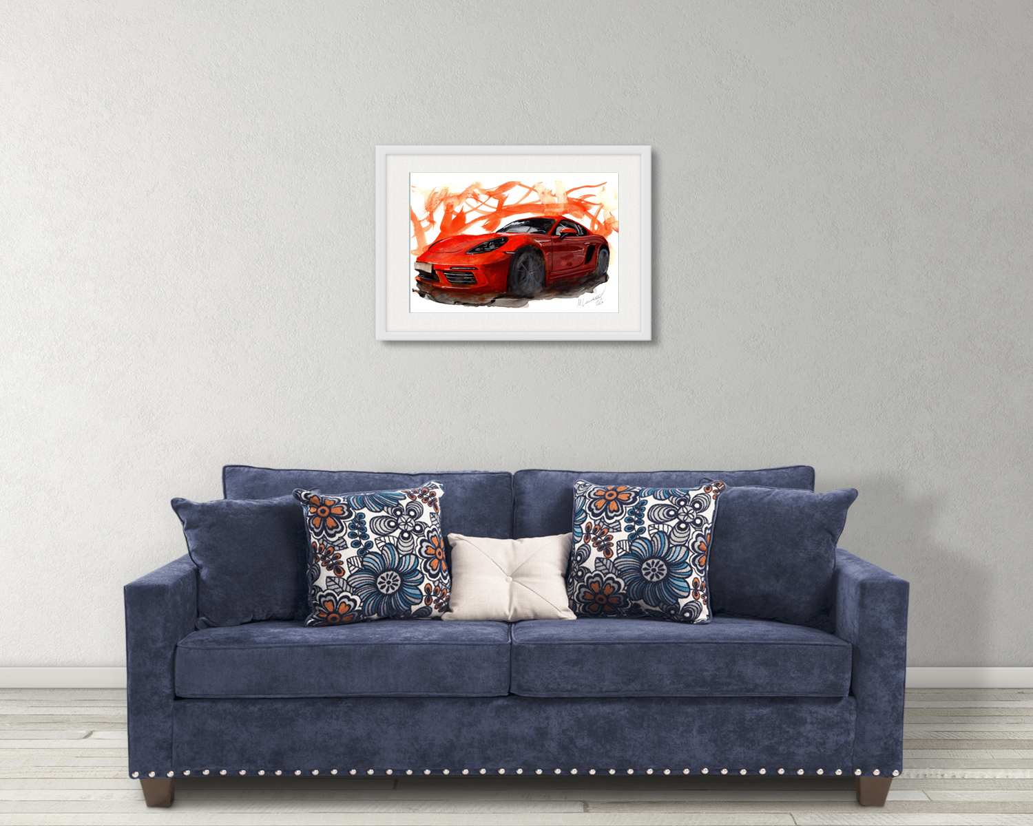 Porsche Cayman Print. Porsche Cayman Poster. Gifts For Him. Hand Painted Art. birthday gift