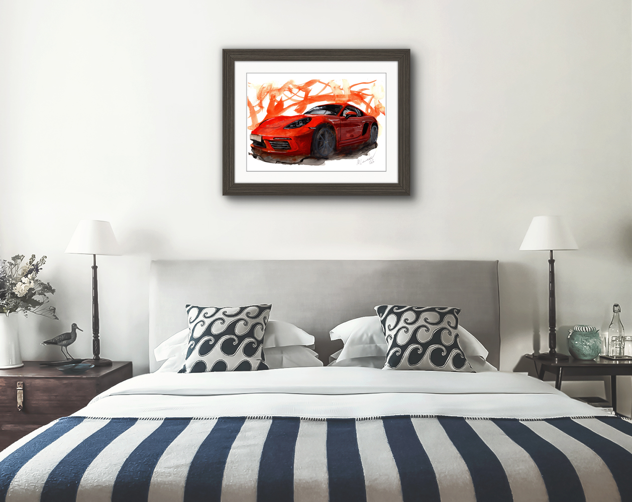 Porsche Cayman Print. Porsche Cayman Poster. Gifts For Him. Hand Painted Art. birthday gift