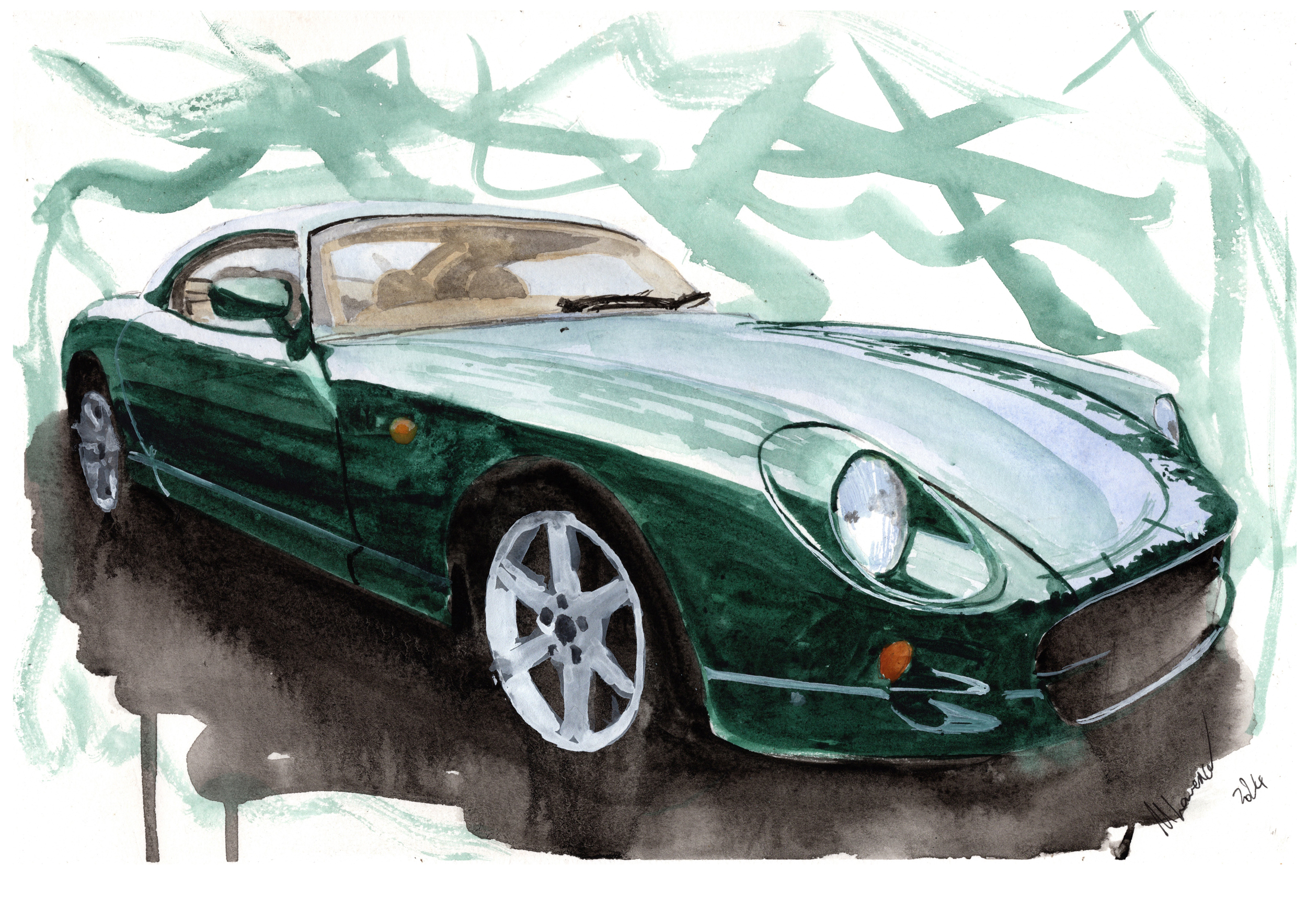 TVR Cerbera Print. TVR Cerbera Poster. Gifts For Him. Hand Painted Art. birthday gift