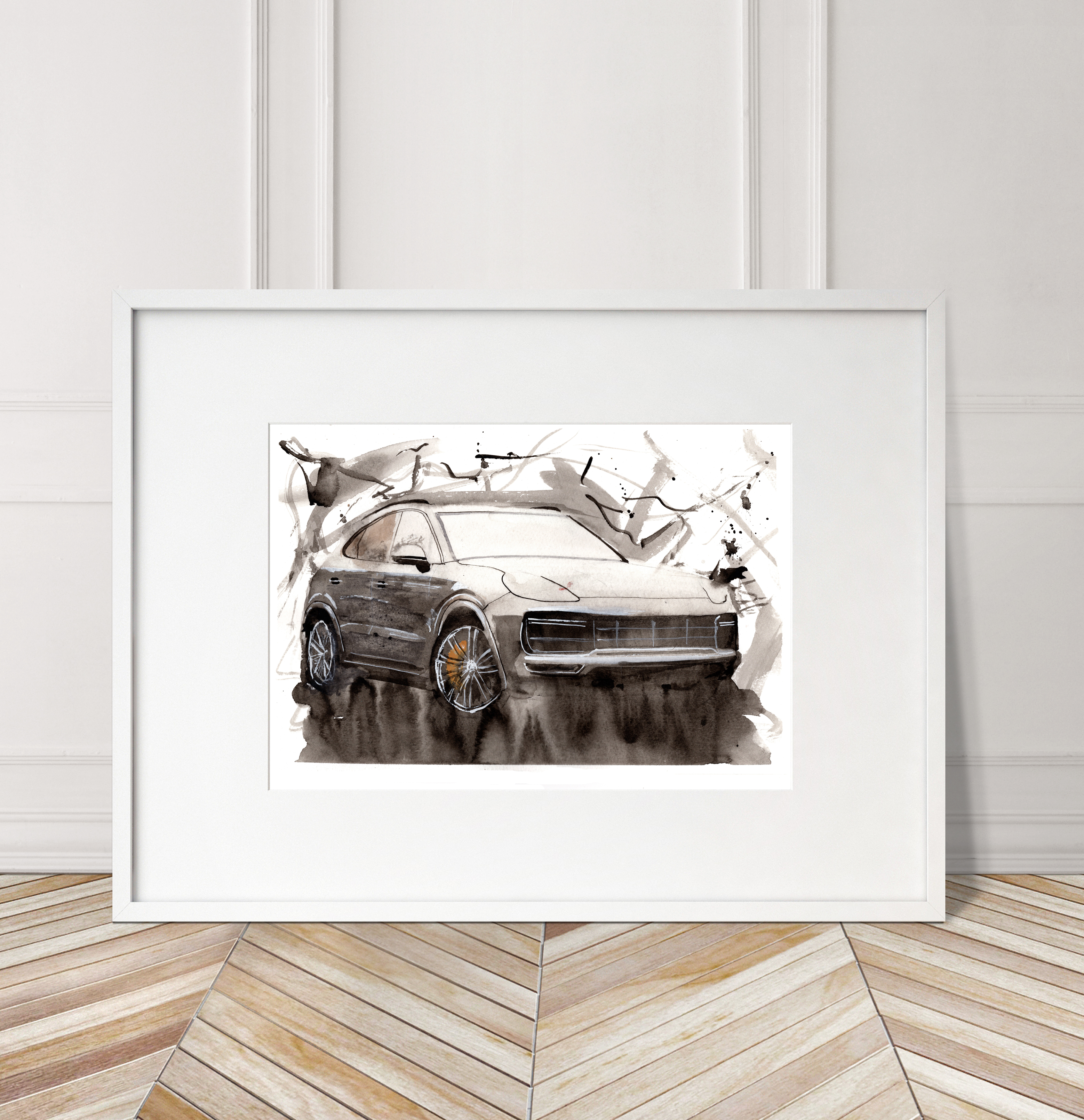 Porsche Cayenne Print. Porsche Cayenne Poster. Gifts For Him. Hand Painted Art. birthday gift