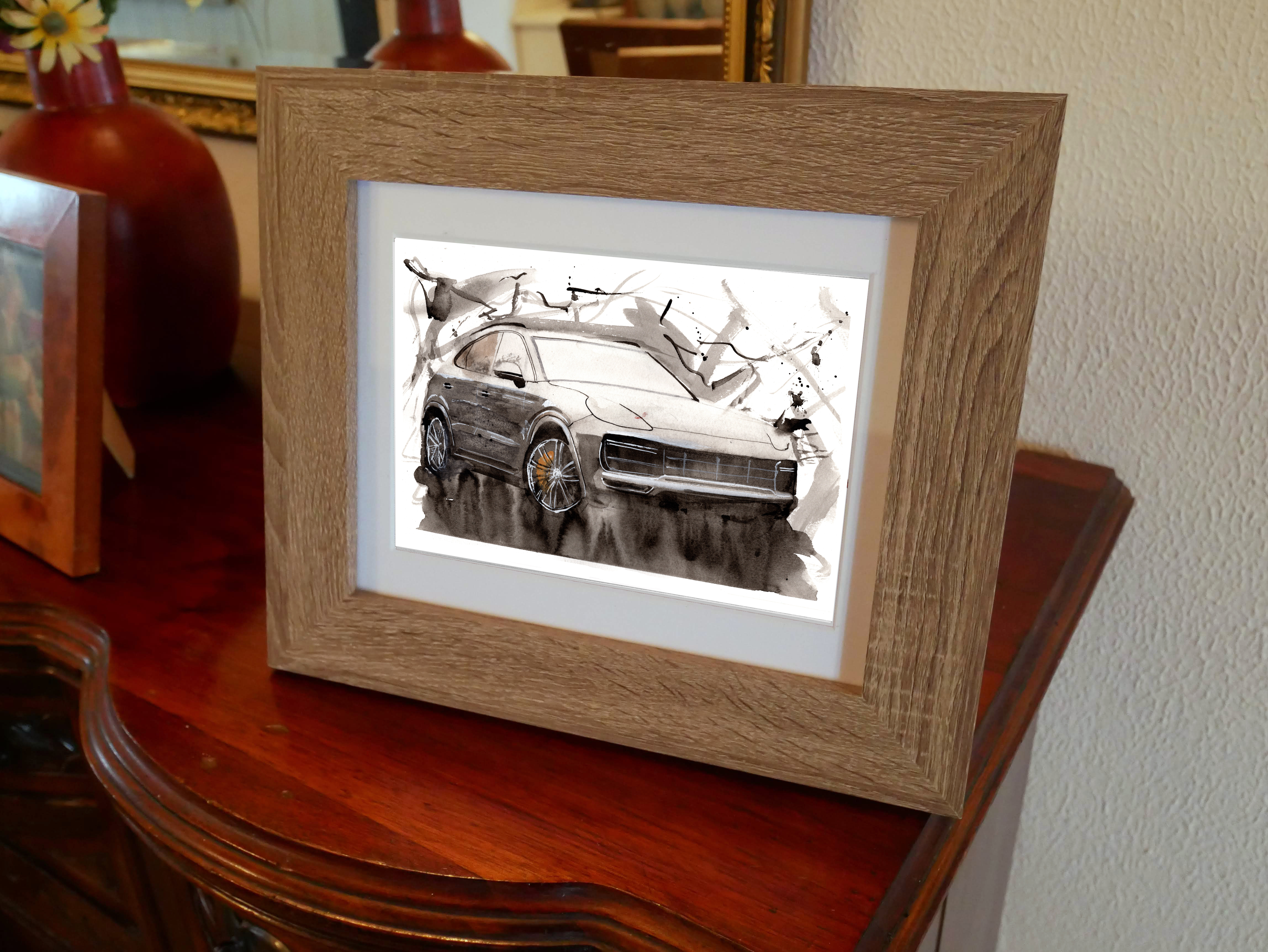 Porsche Cayenne Print. Porsche Cayenne Poster. Gifts For Him. Hand Painted Art. birthday gift