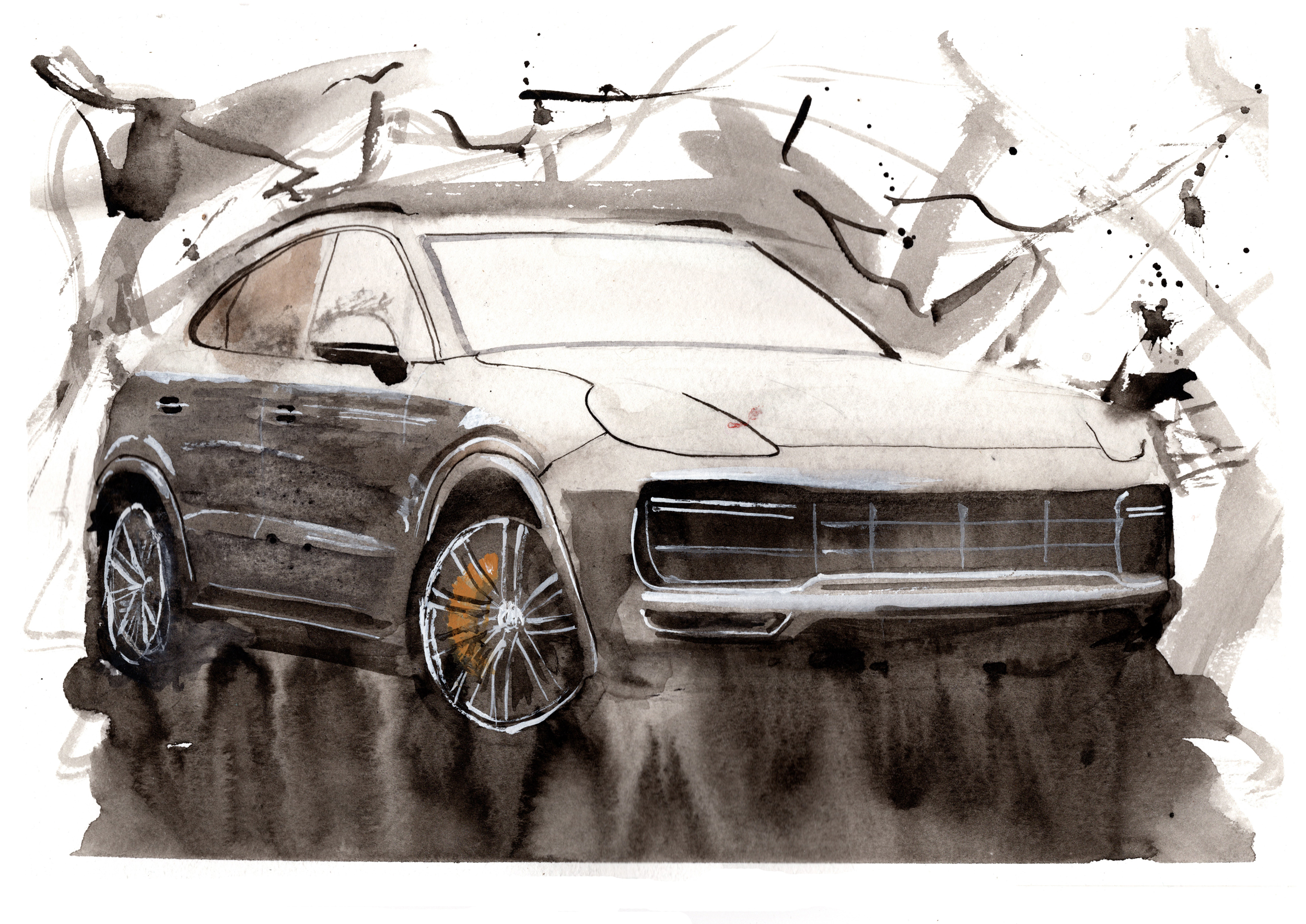 Porsche Cayenne Print. Porsche Cayenne Poster. Gifts For Him. Hand Painted Art. birthday gift