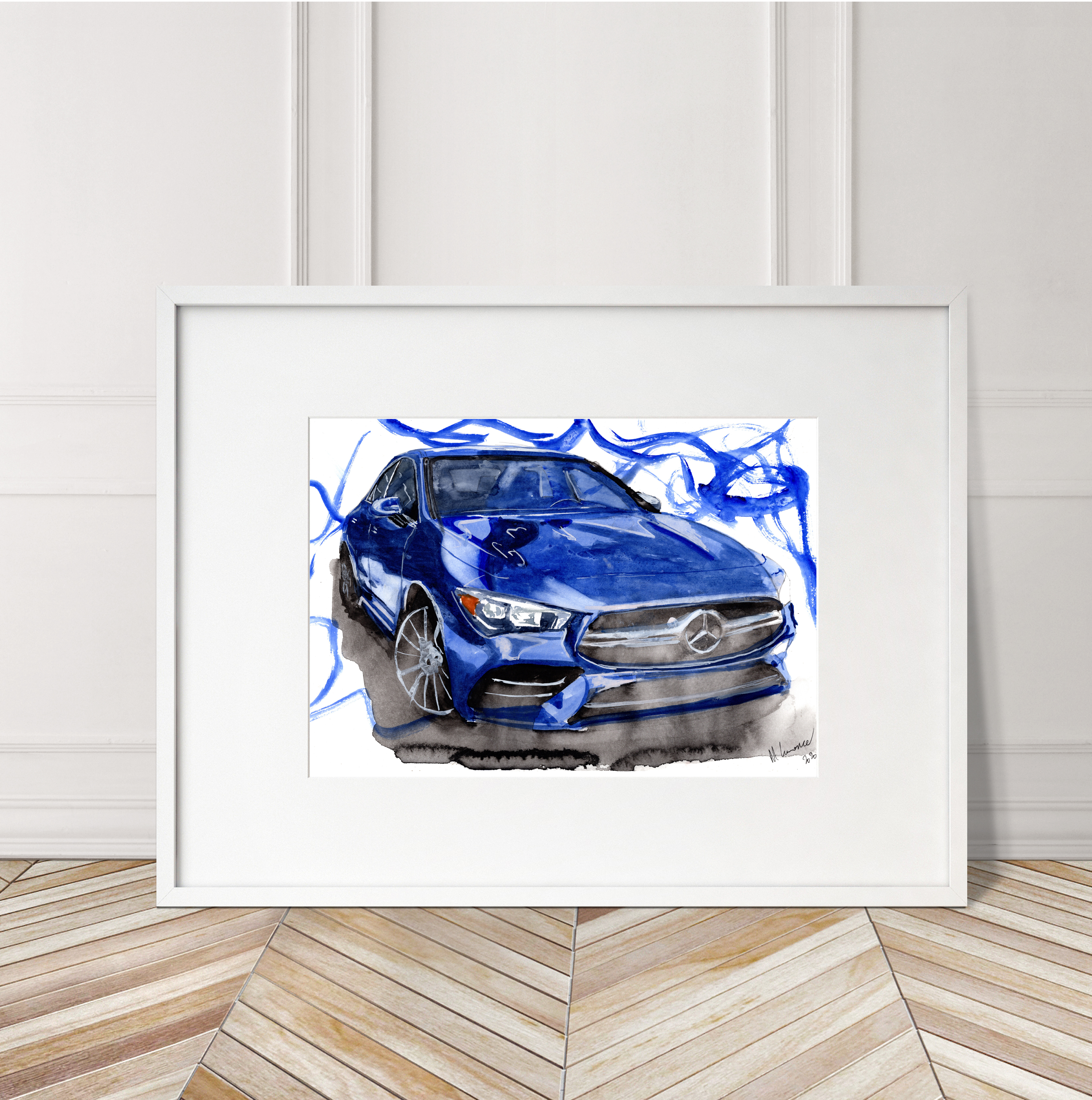 Mercedes CLA 35 Print. Mercedes CLA 35 Poster. Gifts For Him. Hand Painted Art. birthday gift