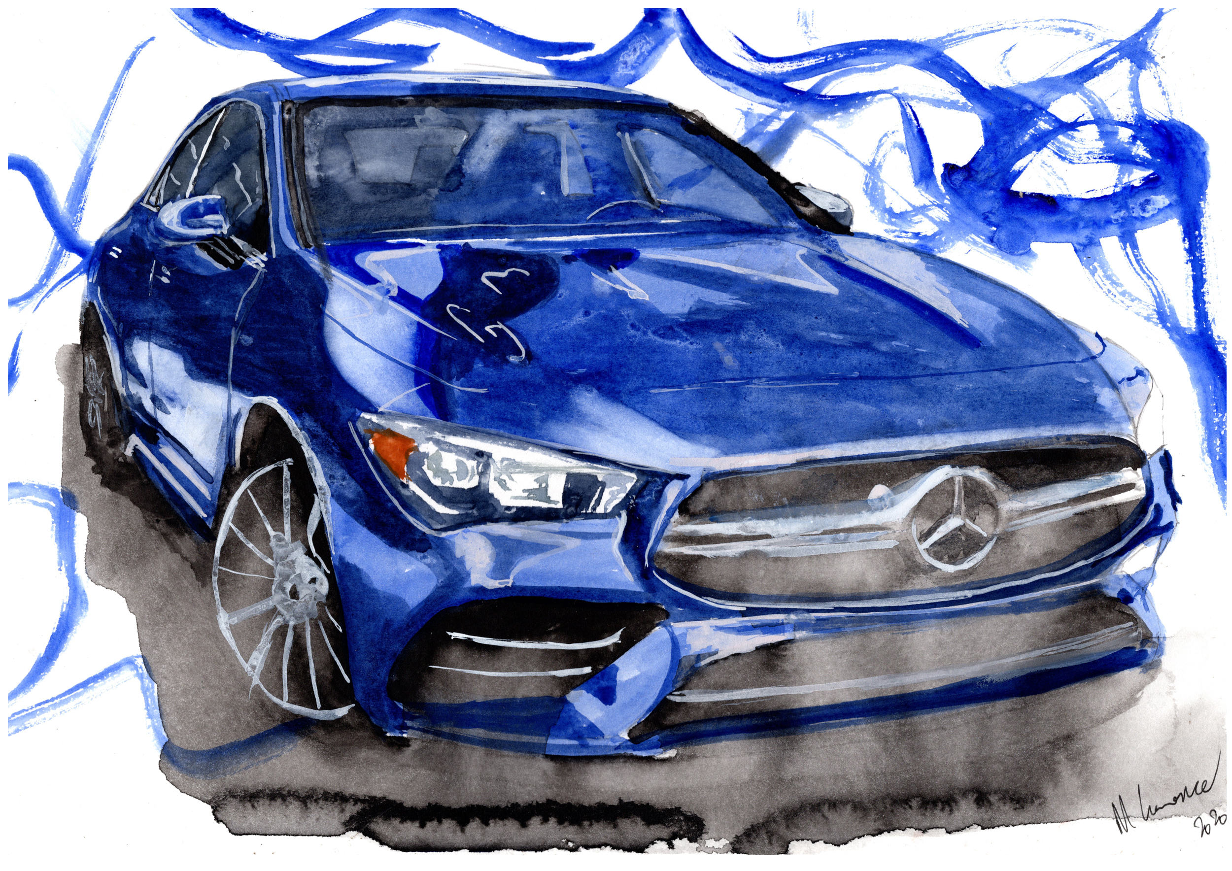 Mercedes CLA 35 Print. Mercedes CLA 35 Poster. Gifts For Him. Hand Painted Art. birthday gift