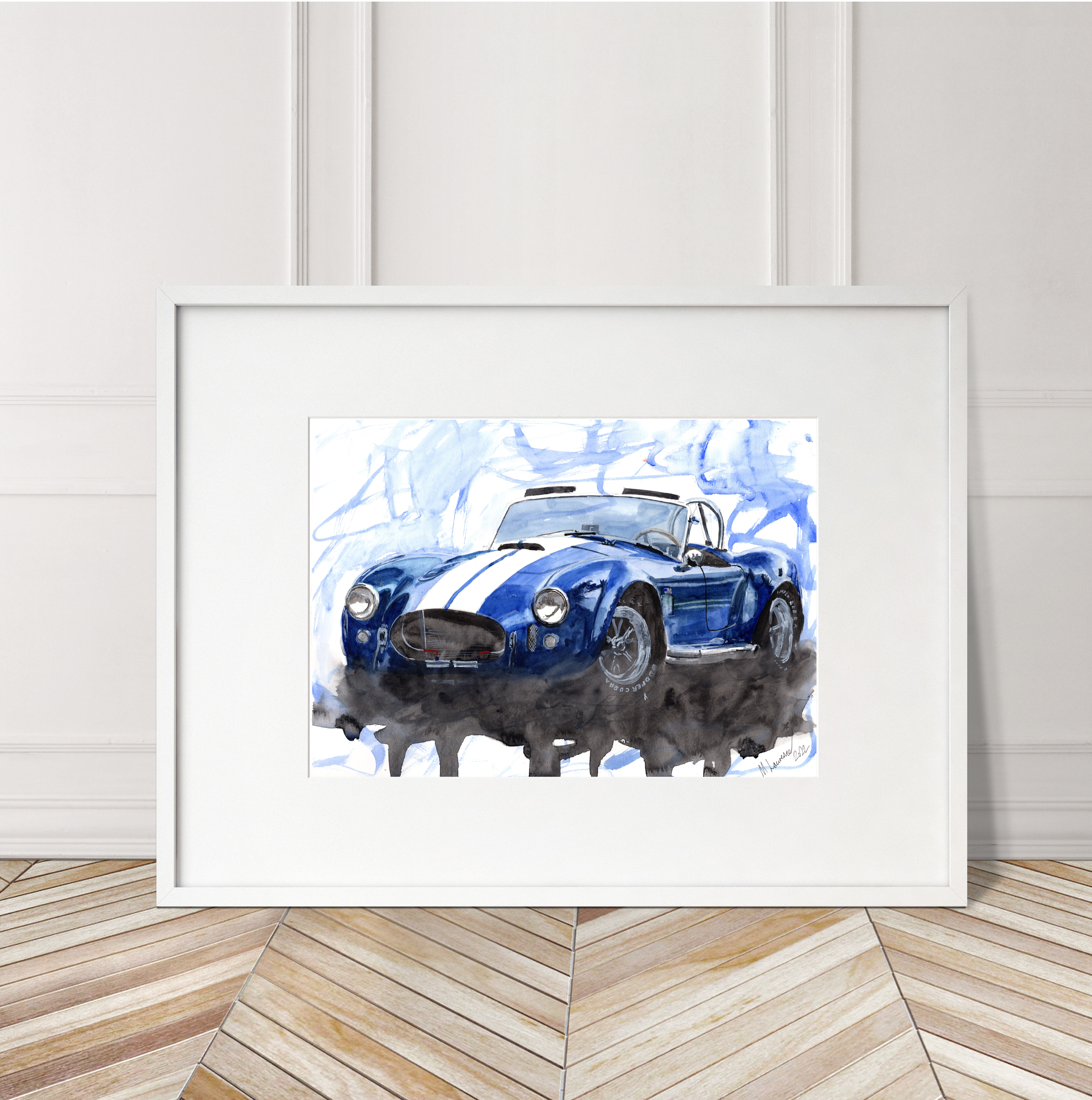 Shelby AC Cobra Print. Shelby AC Cobra Poster. Gifts For Him. Hand Painted Art. birthday gift