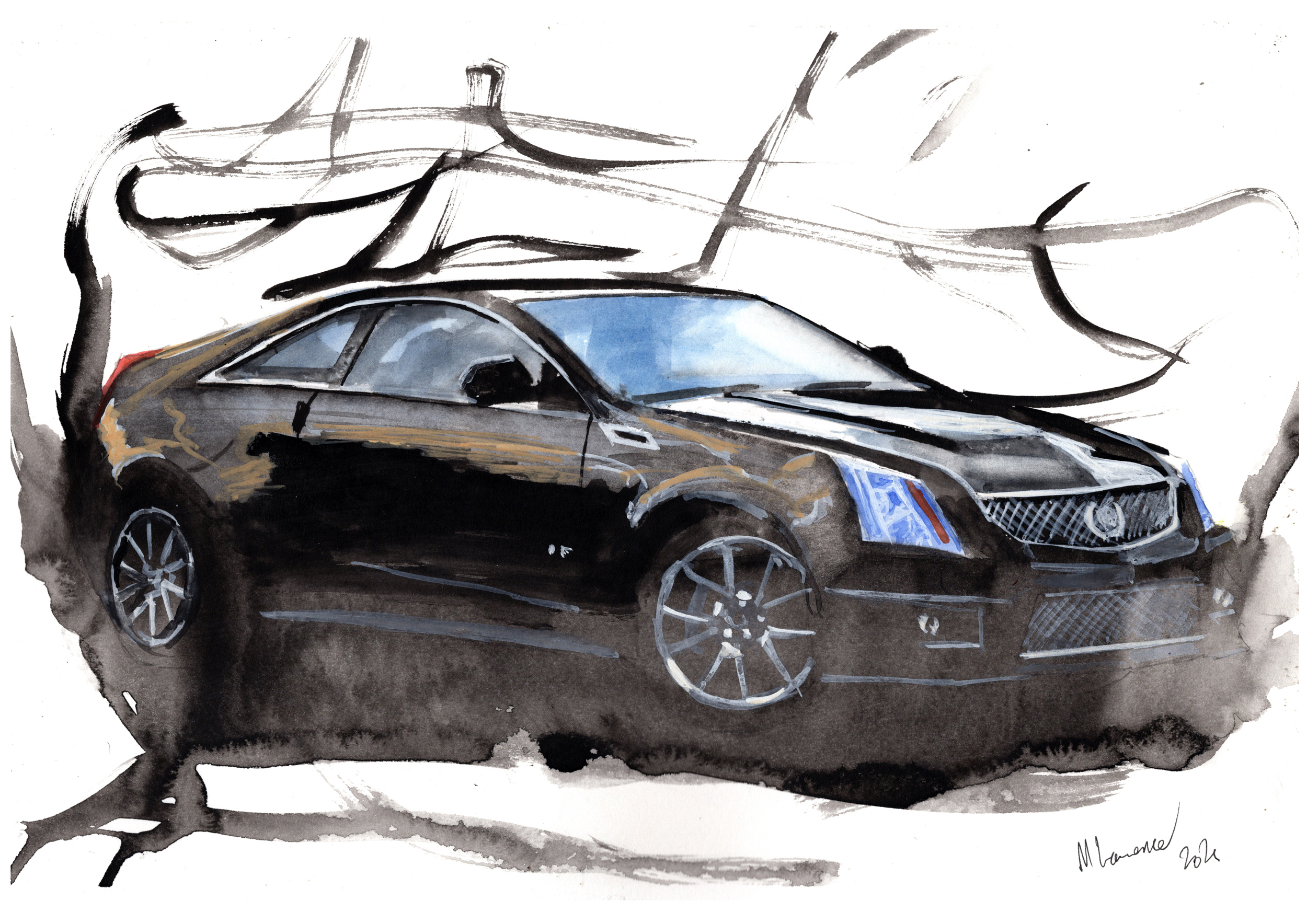 Cadillac CTSV Print. Cadillac CTSV Poster. Gifts For Him. Hand Painted Art. birthday gift