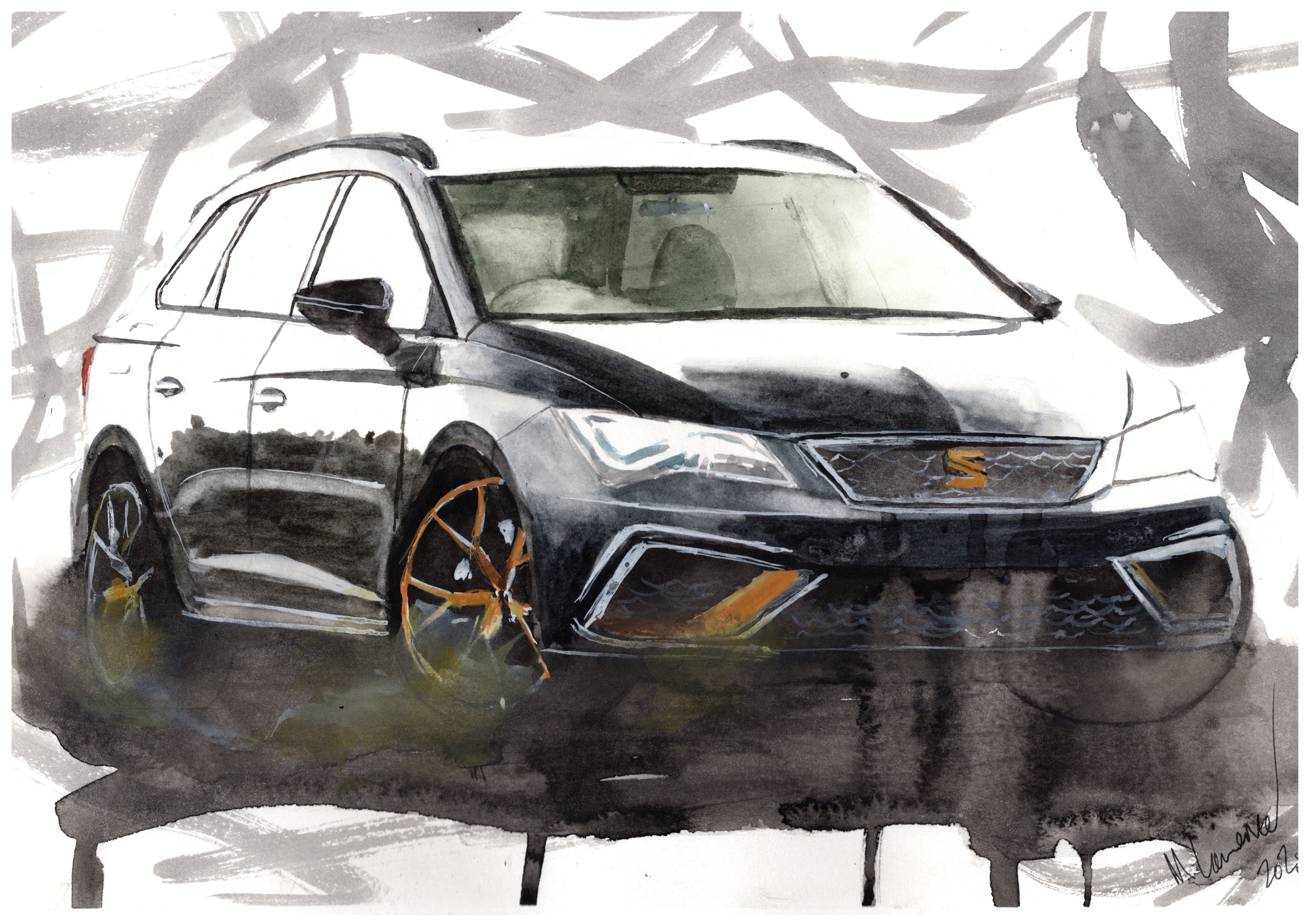 Seat Cupra Print. Seat Cupra Poster. Gifts For Him. Hand Painted Art. birthday gift