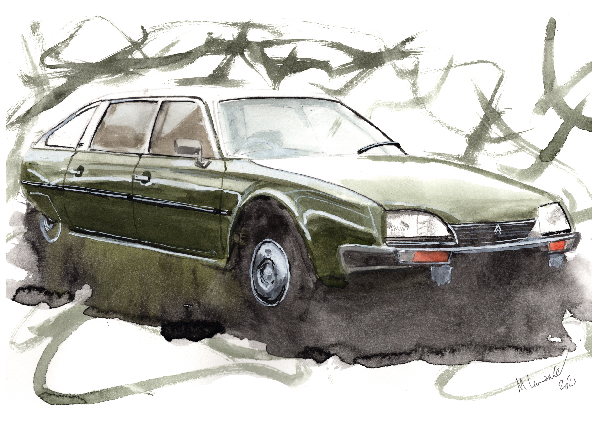 Citroen CX Print. Citroen CX Poster. Gifts For Him. Hand Painted Art. birthday gift