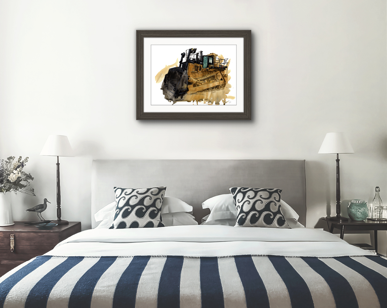Dozer Print. Dozer Poster. Gifts For Him. Hand Painted Art. birthday gift