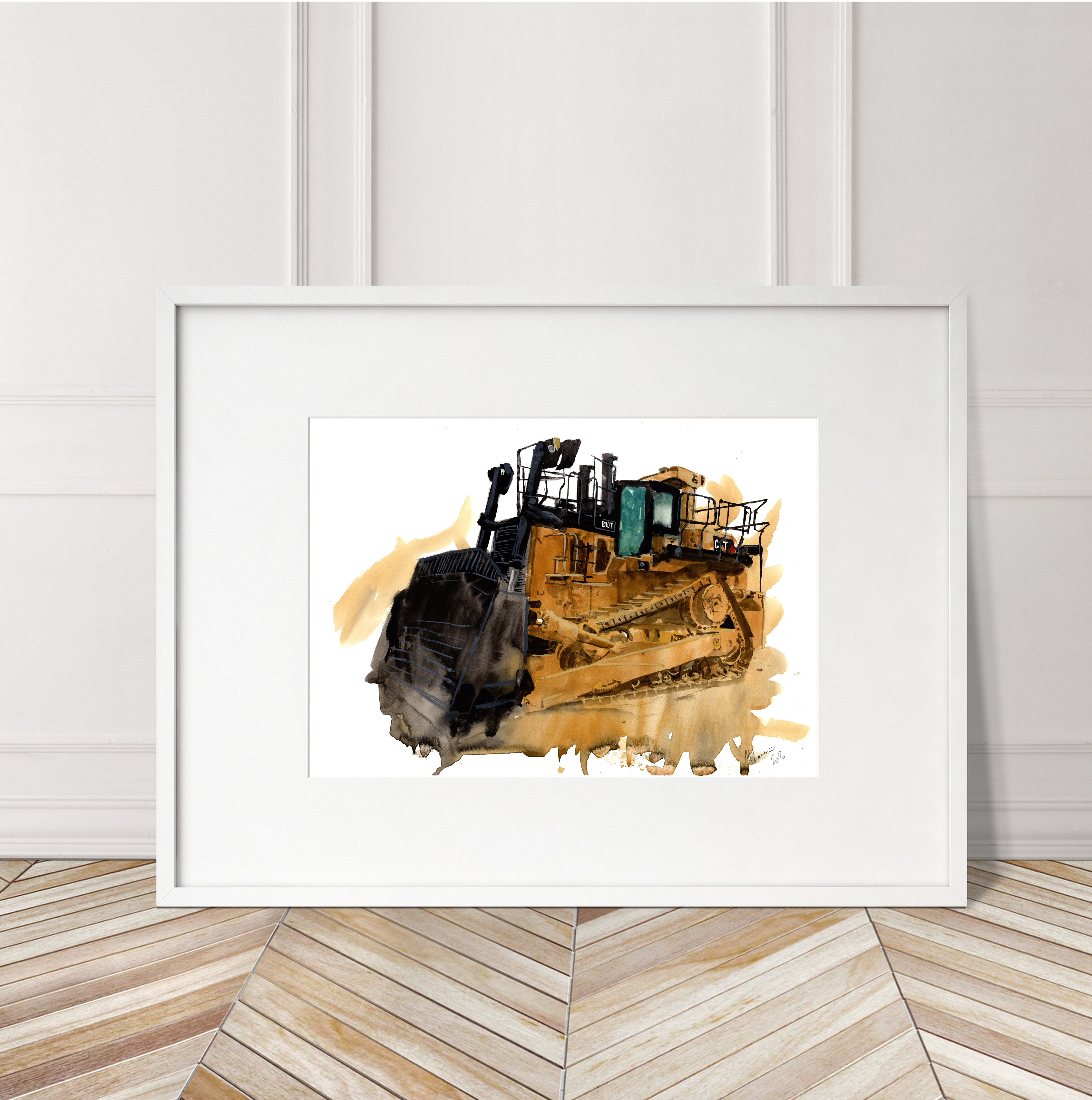 Dozer Print. Dozer Poster. Gifts For Him. Hand Painted Art. birthday gift