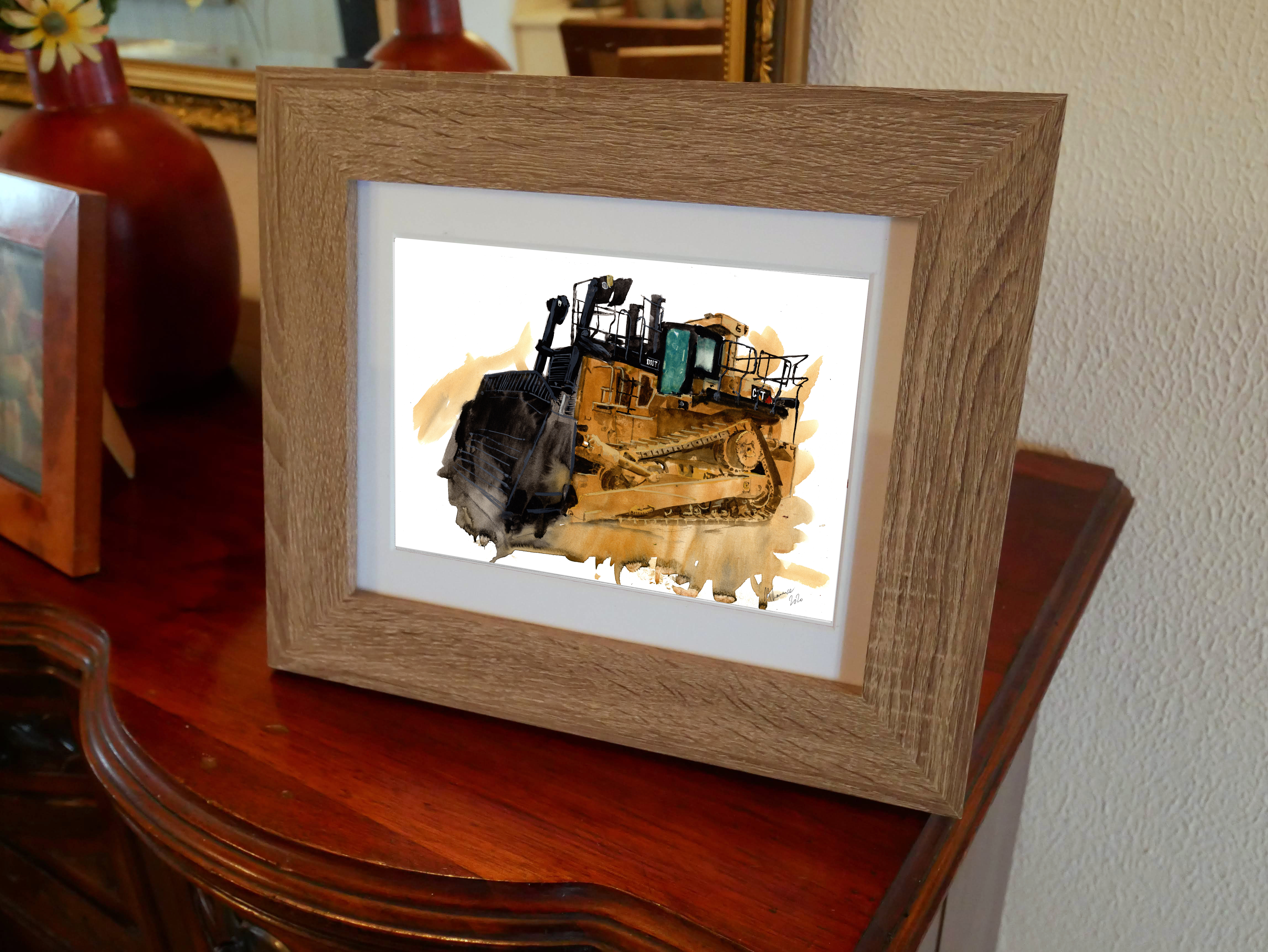 Dozer Print. Dozer Poster. Gifts For Him. Hand Painted Art. birthday gift