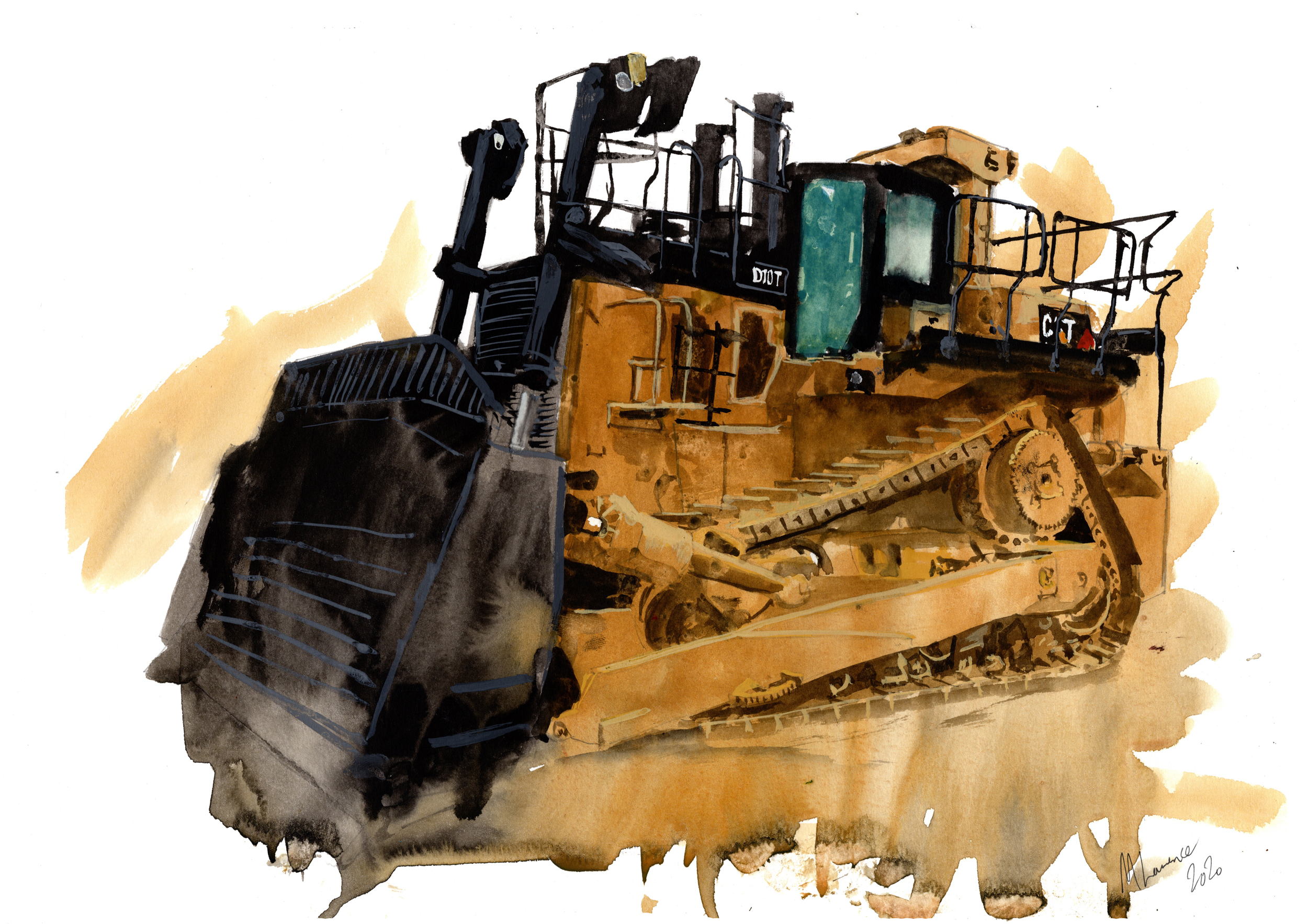 Dozer Print. Dozer Poster. Gifts For Him. Hand Painted Art. birthday gift