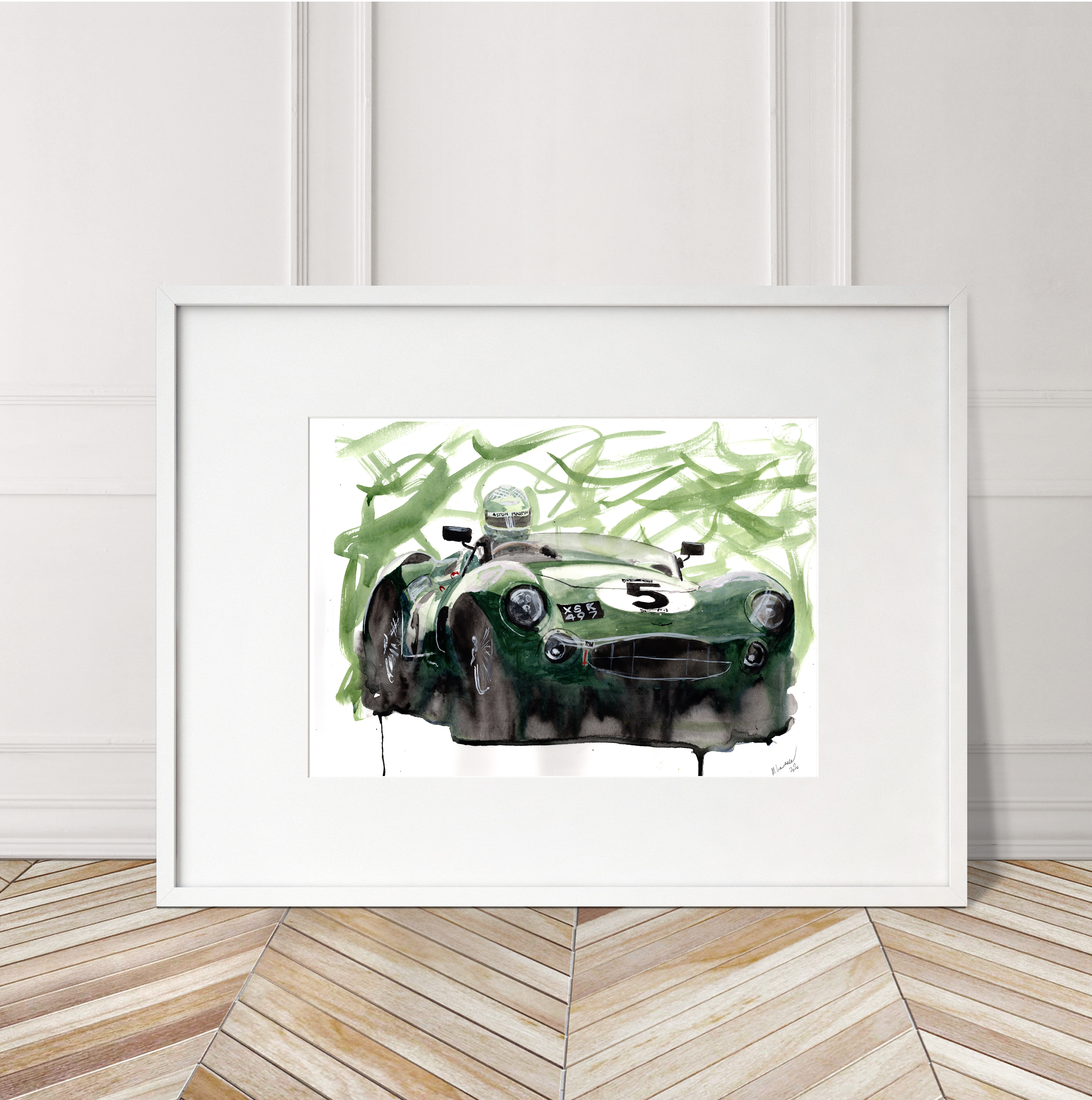 Aston Martin DBR1 Print. Aston Martin DBR1 Poster. Gifts For Him. Hand Painted Art. birthday gift
