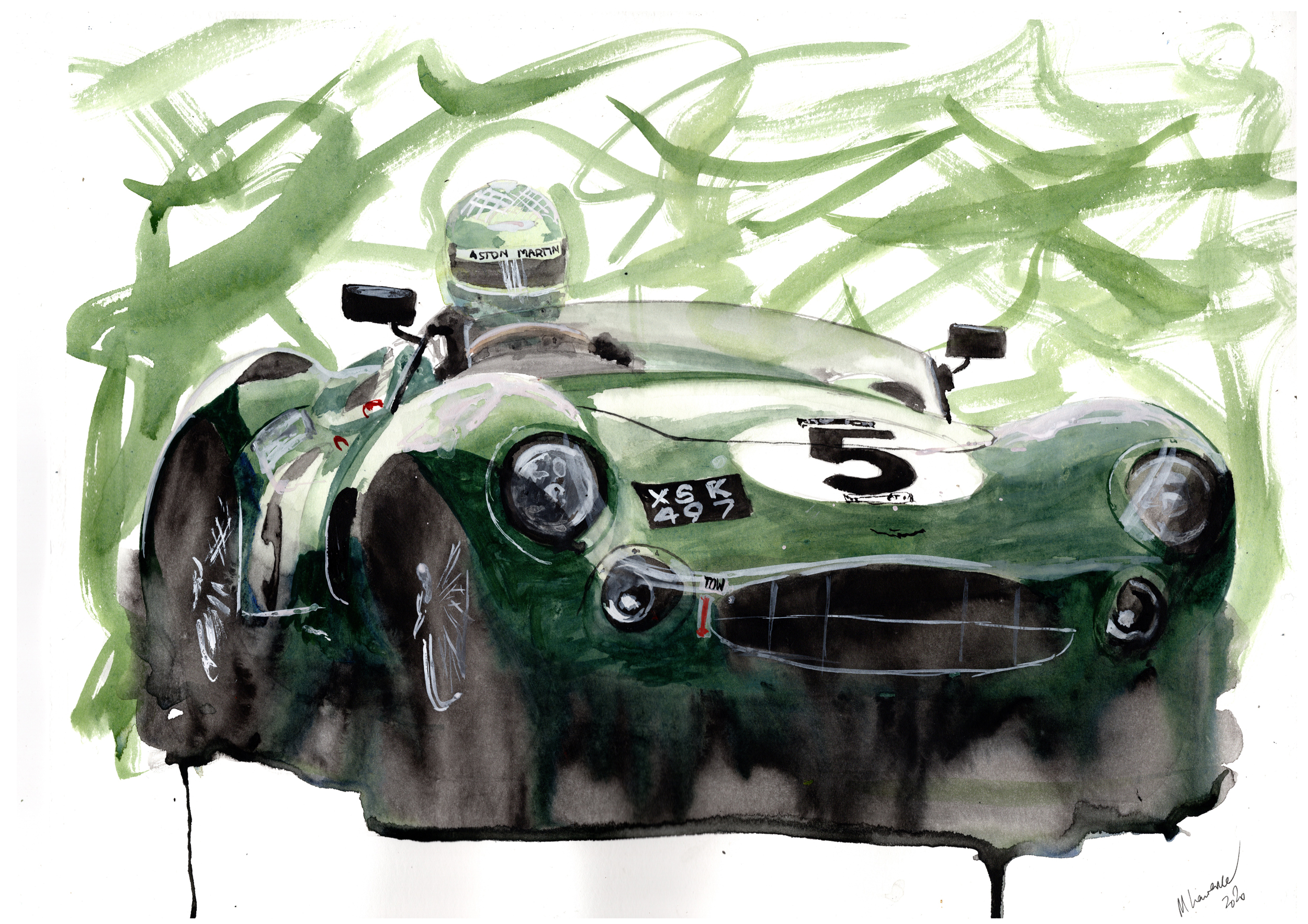 Aston Martin DBR1 Print. Aston Martin DBR1 Poster. Gifts For Him. Hand Painted Art. birthday gift