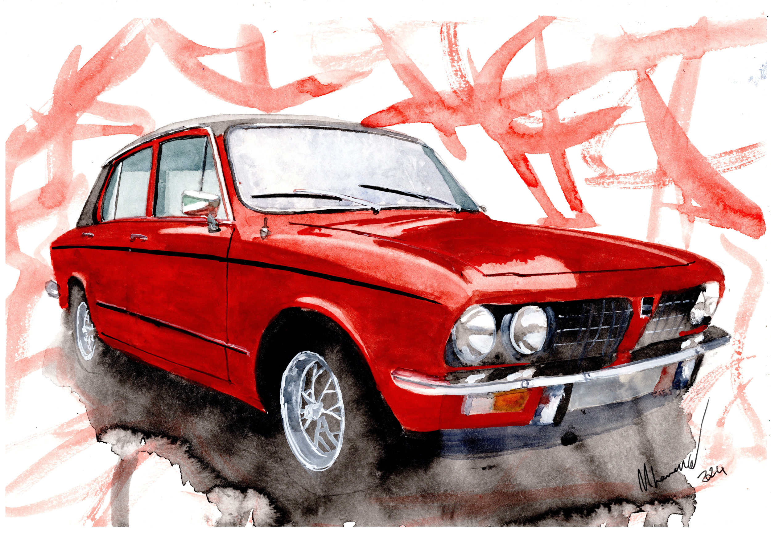Triumph Dolomite Print. Triumph Dolomite Poster. Gifts For Him. Hand Painted Art. birthday gift