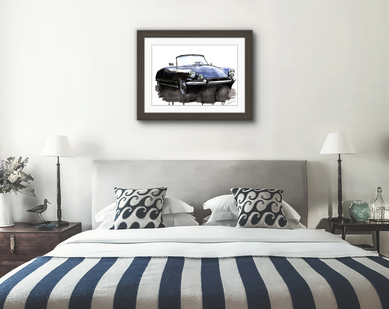 Citroen DS Print. Citroen DS Poster. Gifts For Him. Hand Painted Art. birthday gift
