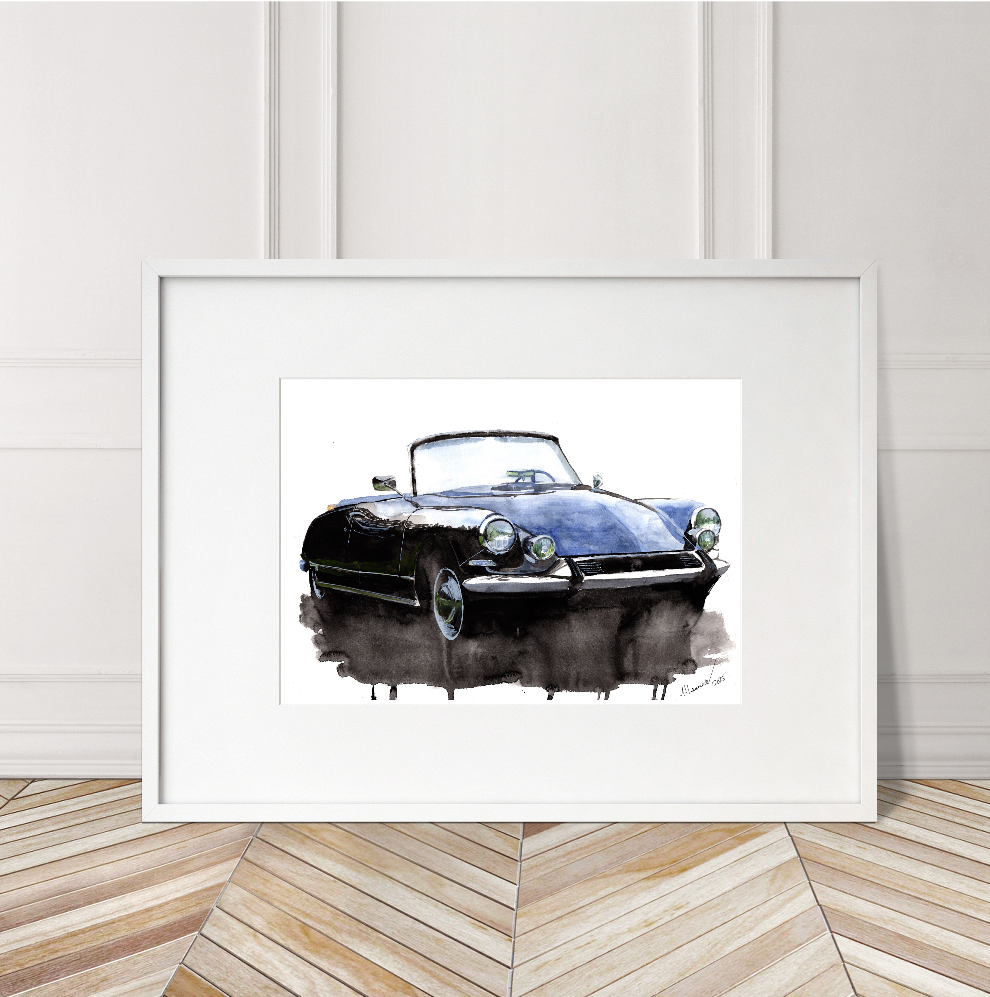 Citroen DS Print. Citroen DS Poster. Gifts For Him. Hand Painted Art. birthday gift