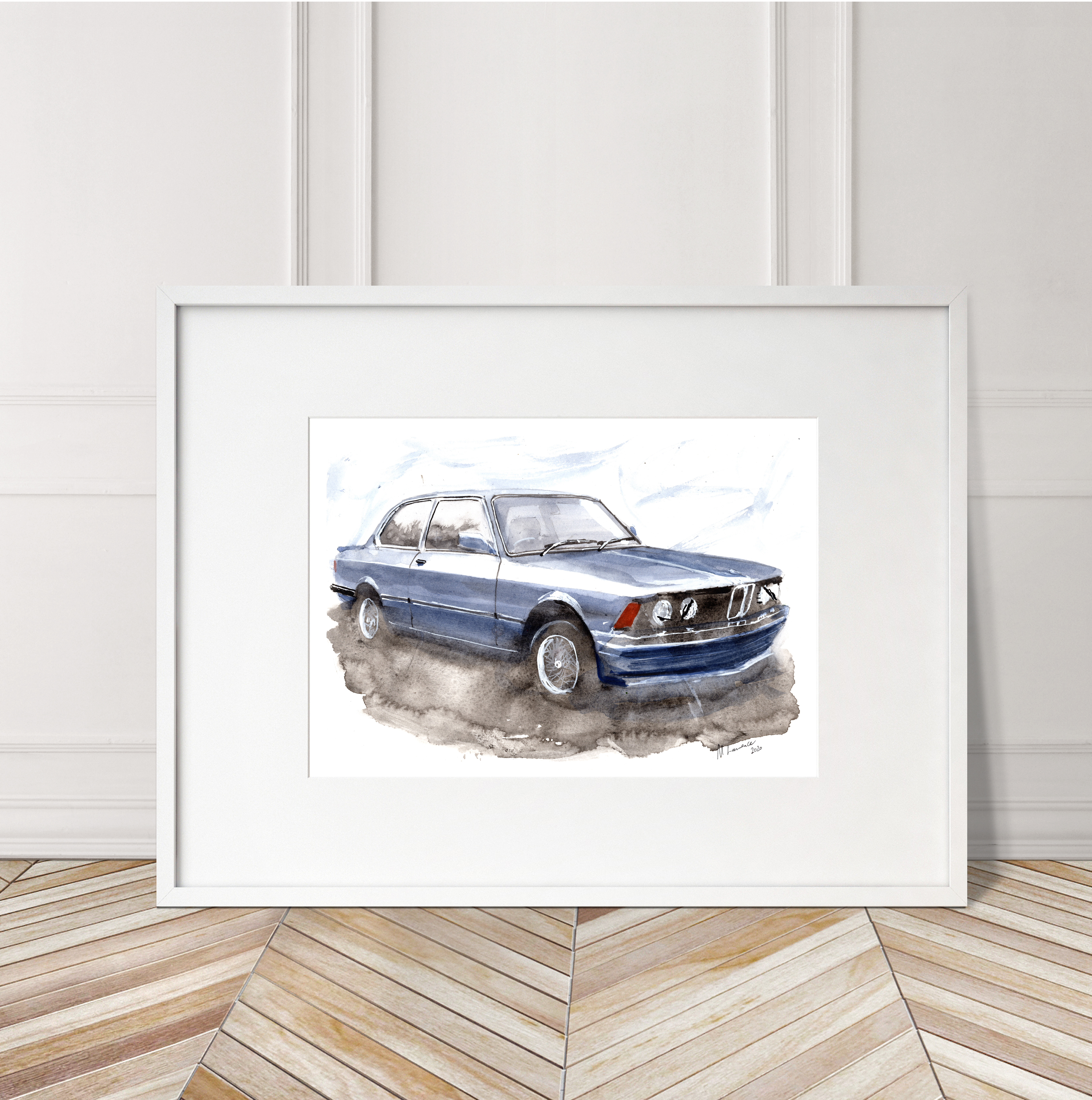 BMW Series 3 E21 Print. BMW Series 3 E21 Poster. Gifts For Him. Hand Painted Art. birthday gift