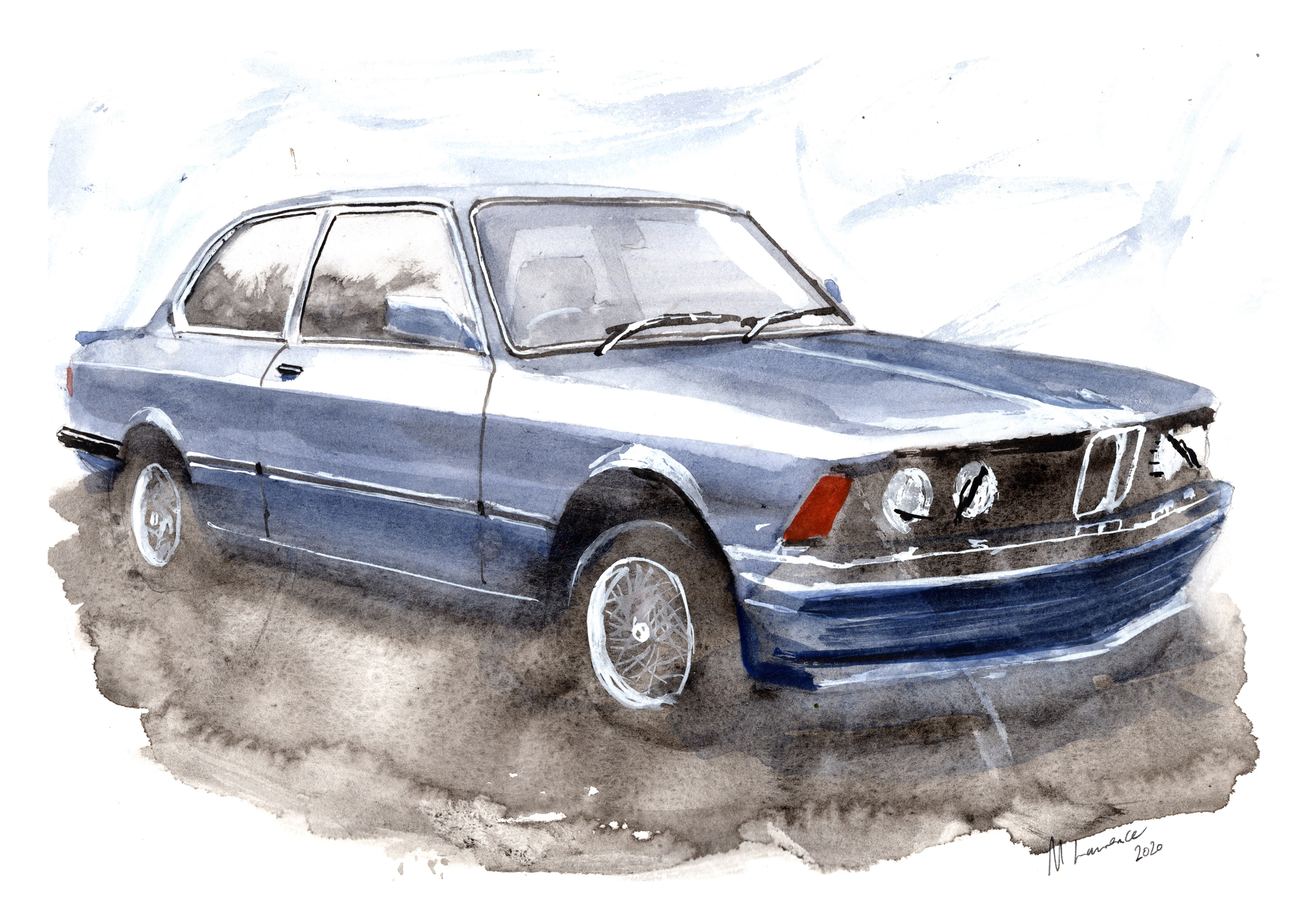 BMW Series 3 E21 Print. BMW Series 3 E21 Poster. Gifts For Him. Hand Painted Art. birthday gift