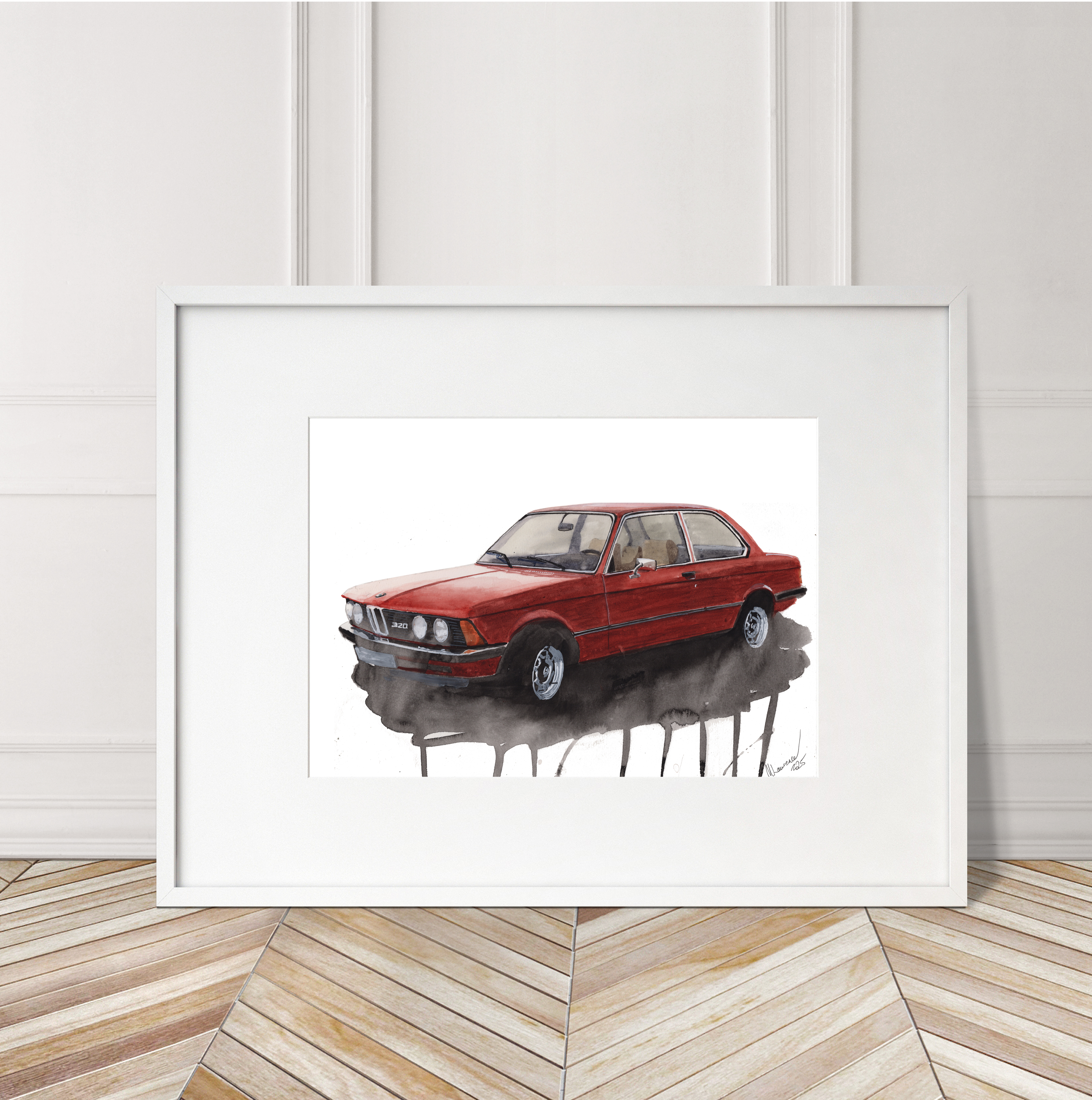 BMW Series 3 E21 Print. BMW Series 3 E21 Poster. Gifts For Him. Hand Painted Art. birthday gift