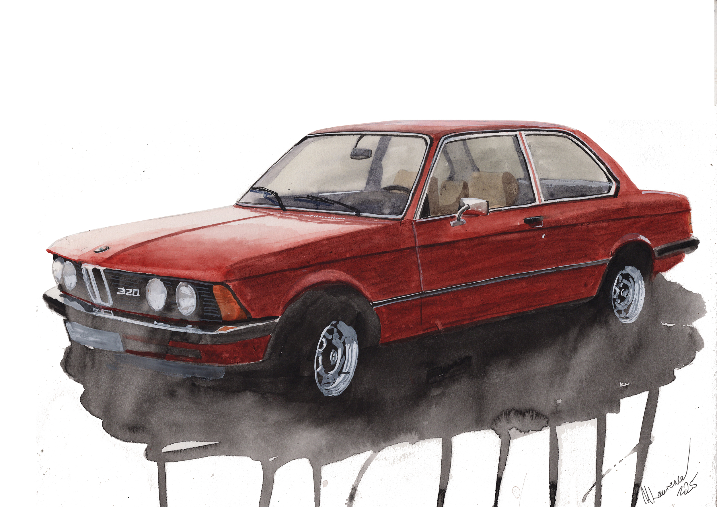 BMW Series 3 E21 Print. BMW Series 3 E21 Poster. Gifts For Him. Hand Painted Art. birthday gift