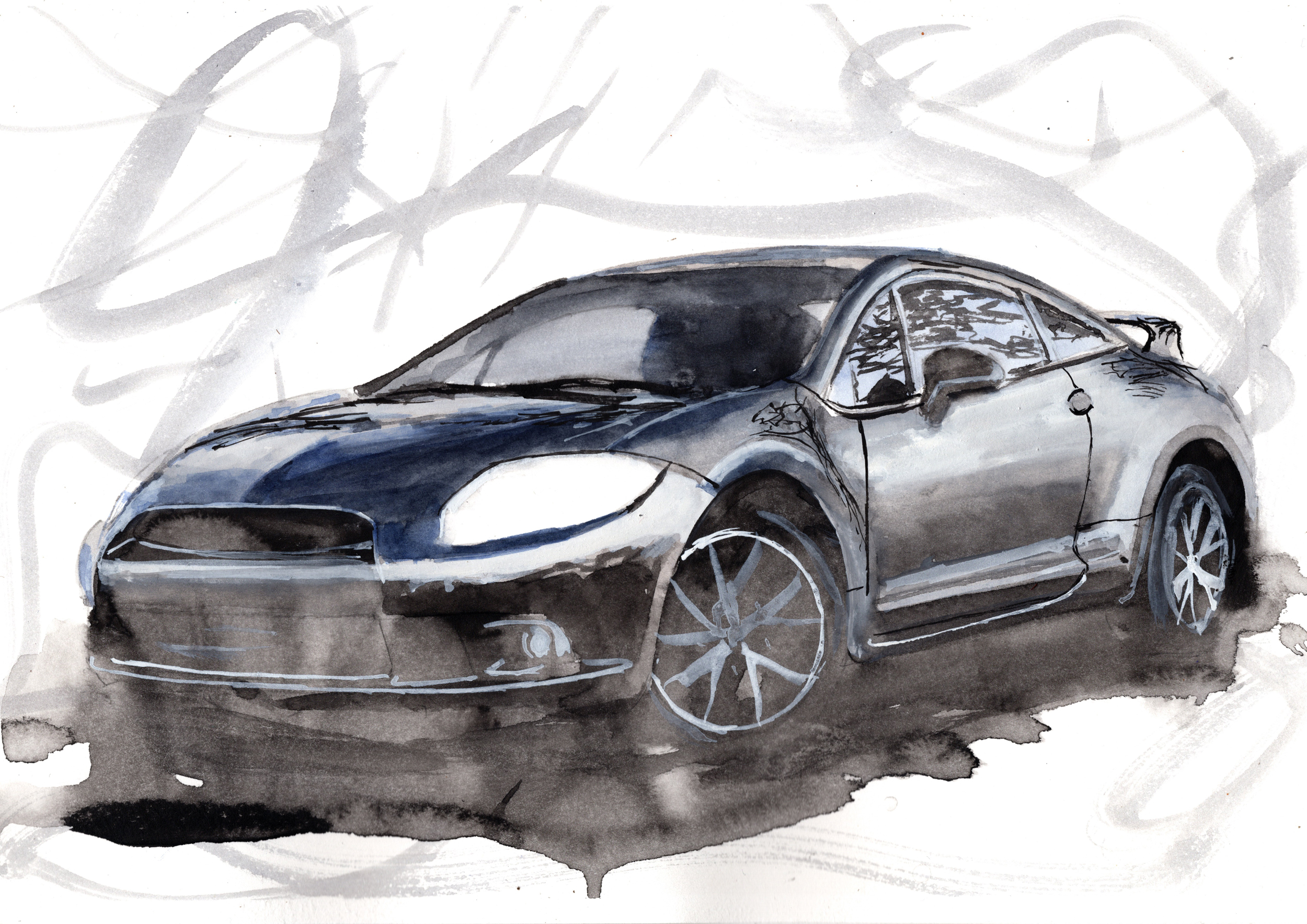 Honda Eclipse Print. Honda Eclipse Poster. Gifts For Him. Hand Painted Art. birthday gift
