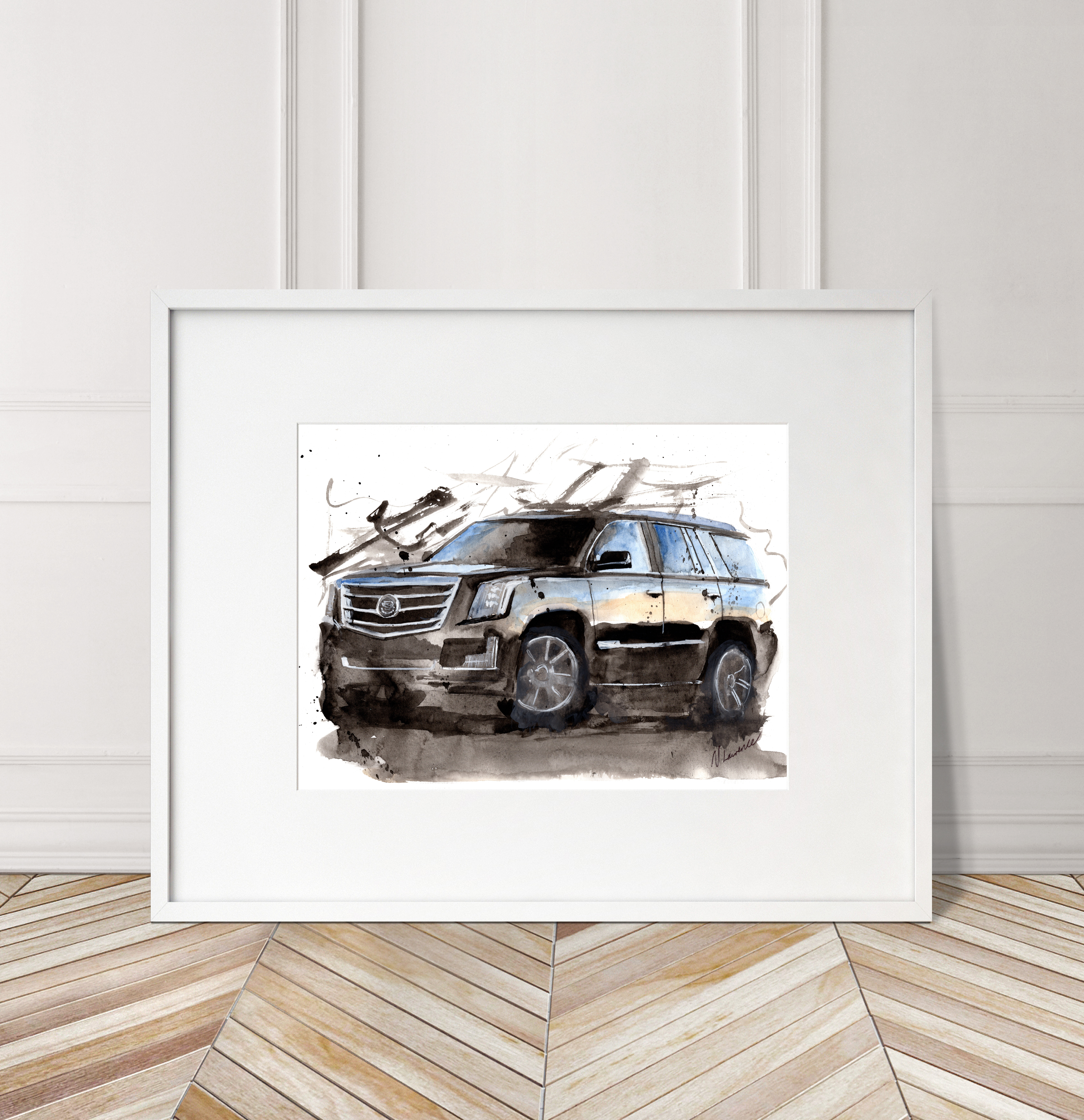 Cadillac Escalade Print. Cadillac Escalade Poster. Gifts For Him. Hand Painted Art. birthday gift
