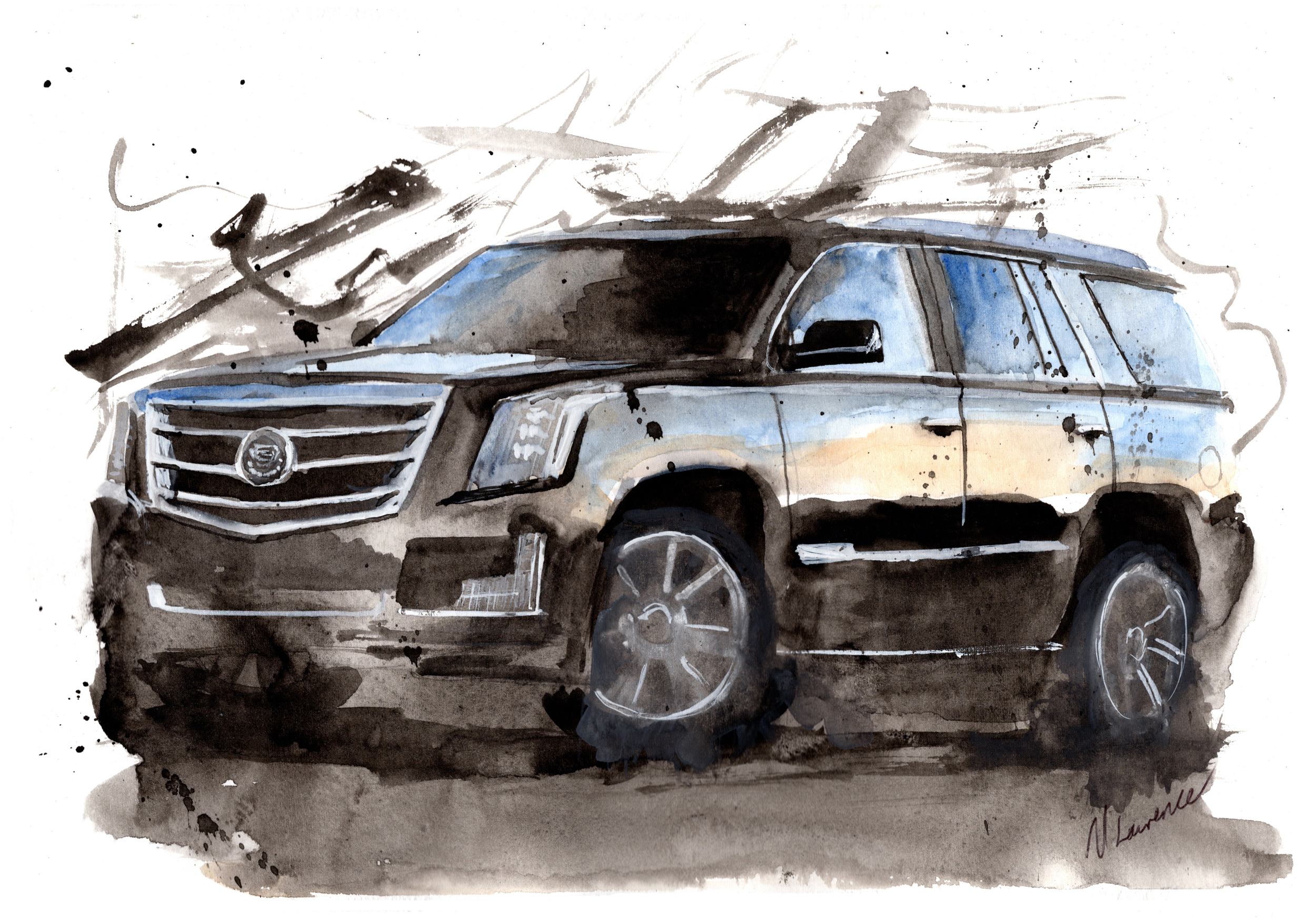 Cadillac Escalade Print. Cadillac Escalade Poster. Gifts For Him. Hand Painted Art. birthday gift