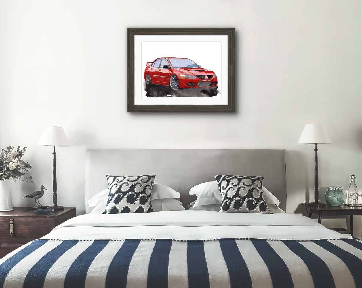 Mitsubishi Evo 8 Print. Mitsubishi Evo 8 Poster. Gifts For Him. Hand Painted Art. birthday gift