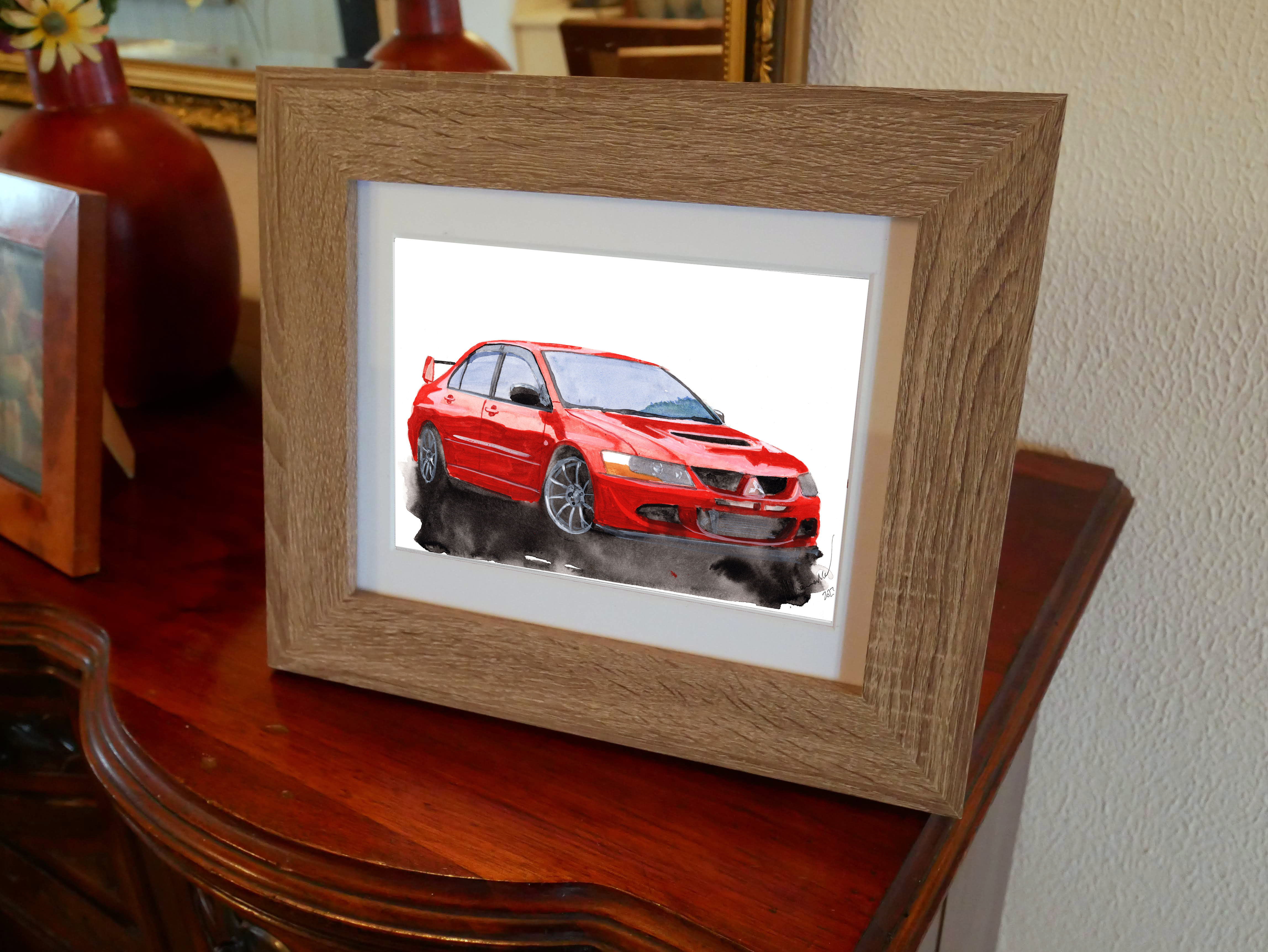Mitsubishi Evo 8 Print. Mitsubishi Evo 8 Poster. Gifts For Him. Hand Painted Art. birthday gift