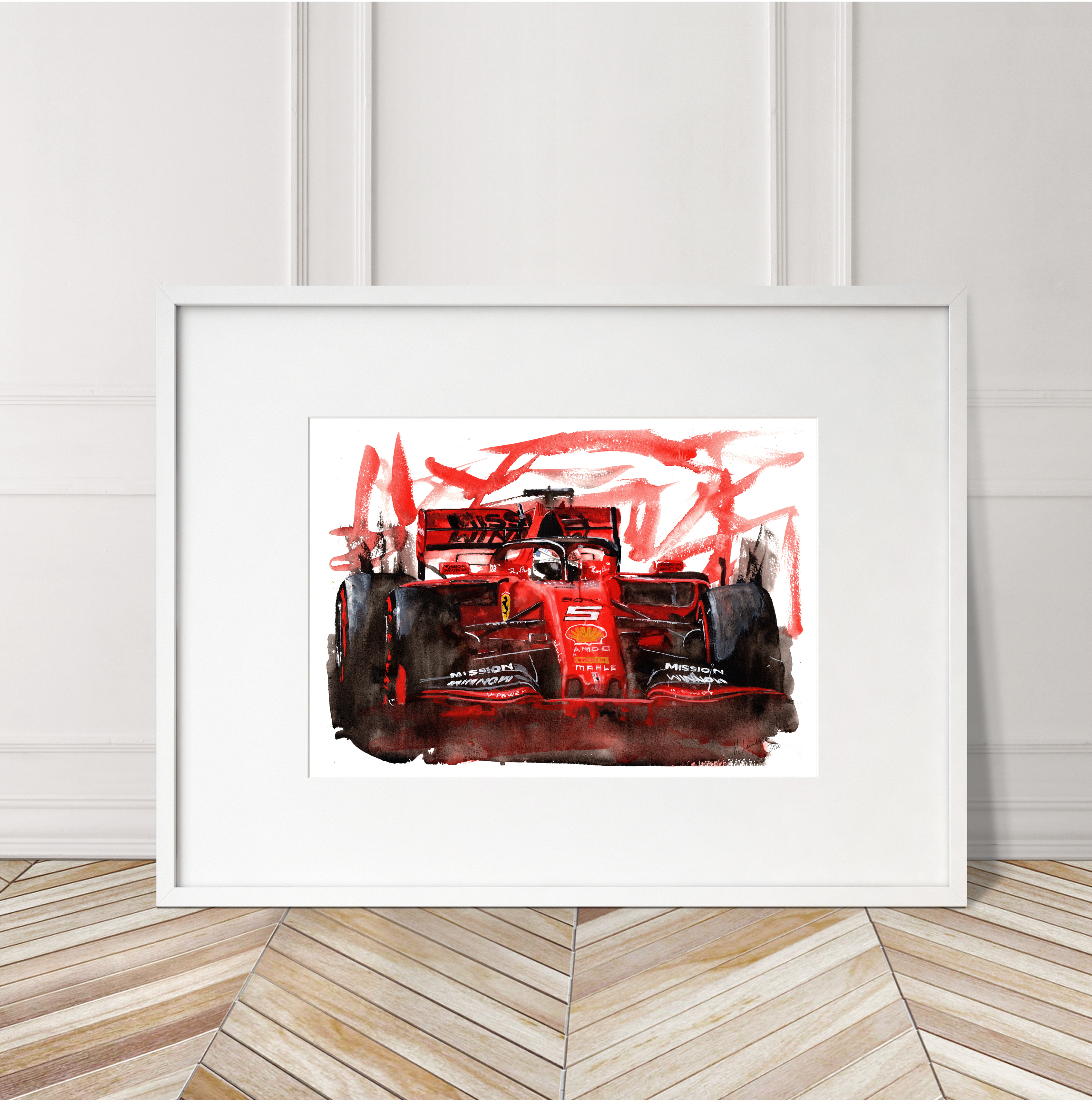 Ferrari F1 Print. Ferrari F1 Poster. Gifts For Him. Hand Painted Art. birthday gift