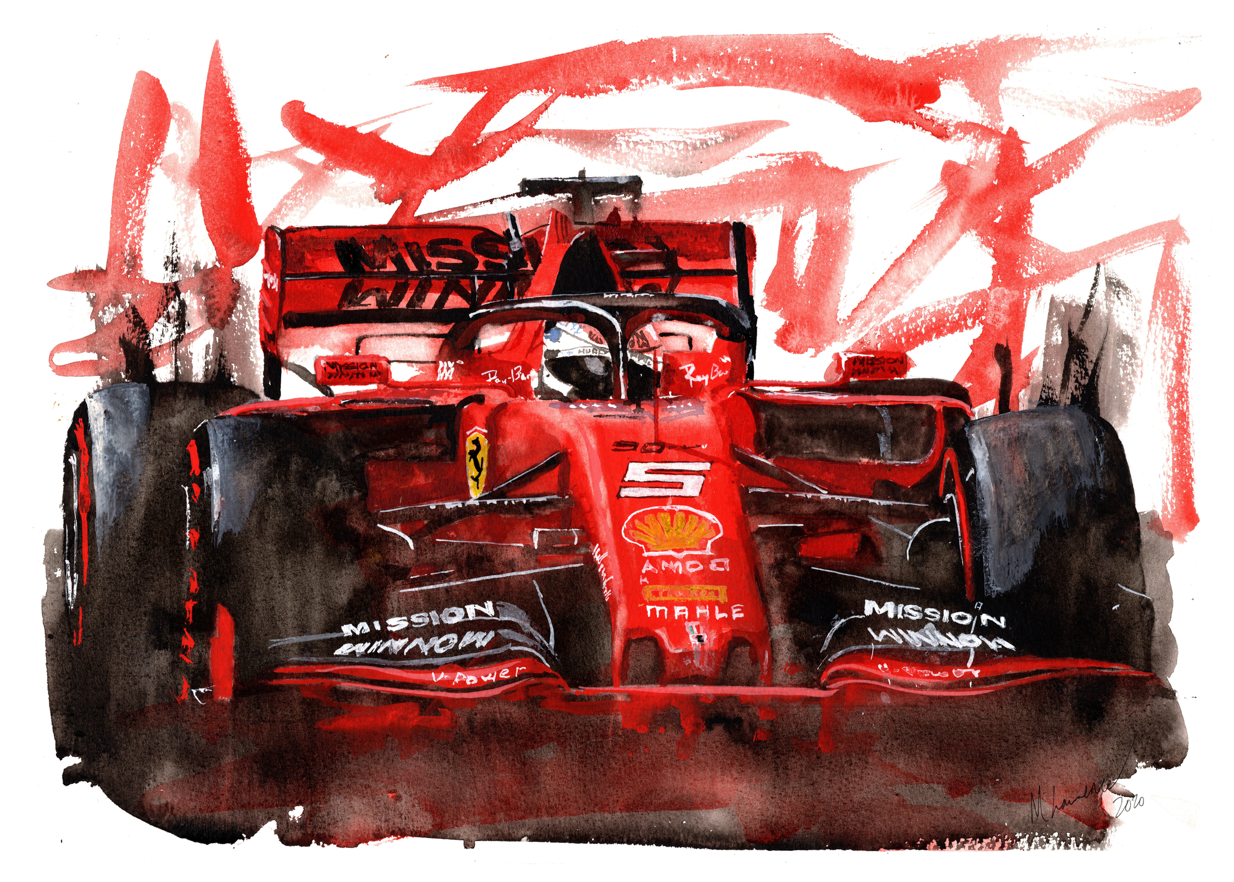 Ferrari F1 Print. Ferrari F1 Poster. Gifts For Him. Hand Painted Art. birthday gift