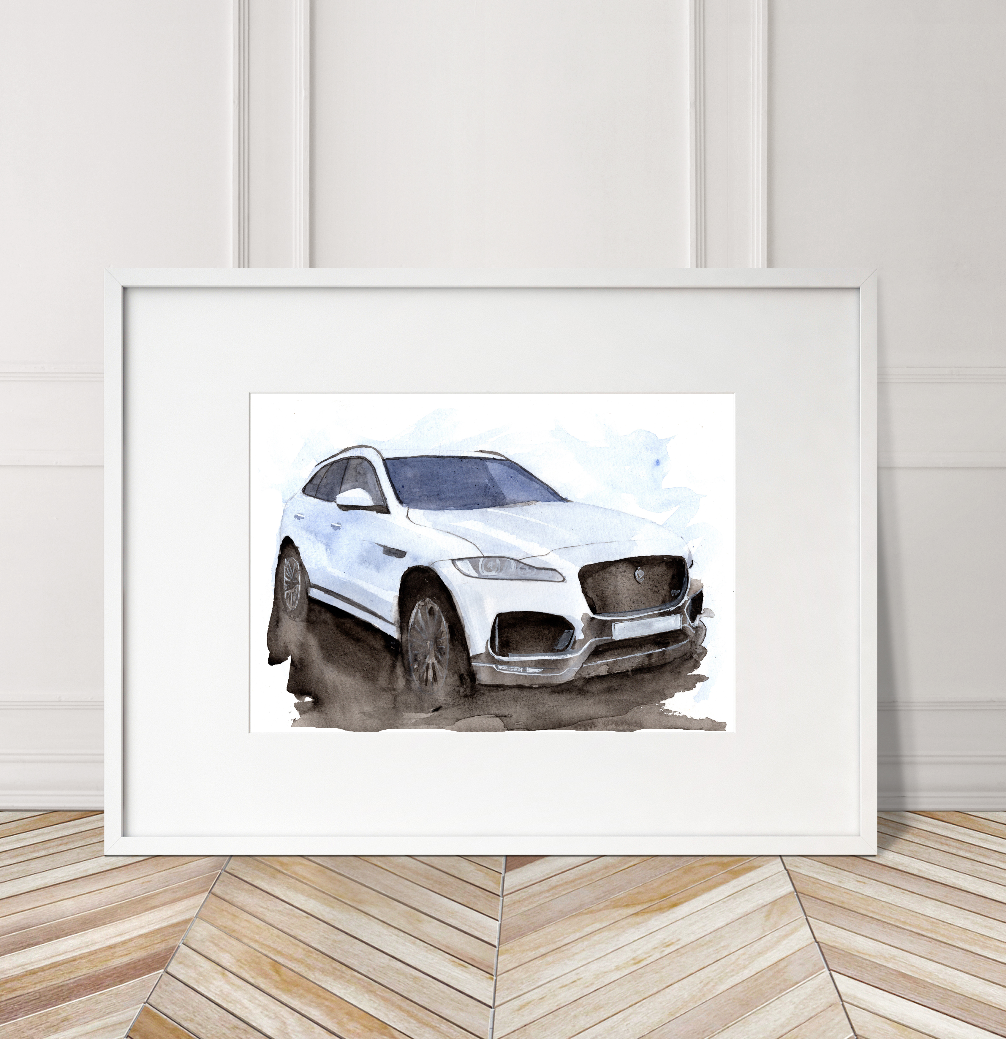 Jaguar F Pace Print. Jaguar F Pace Poster. Gifts For Him. Hand Painted Art. birthday gift
