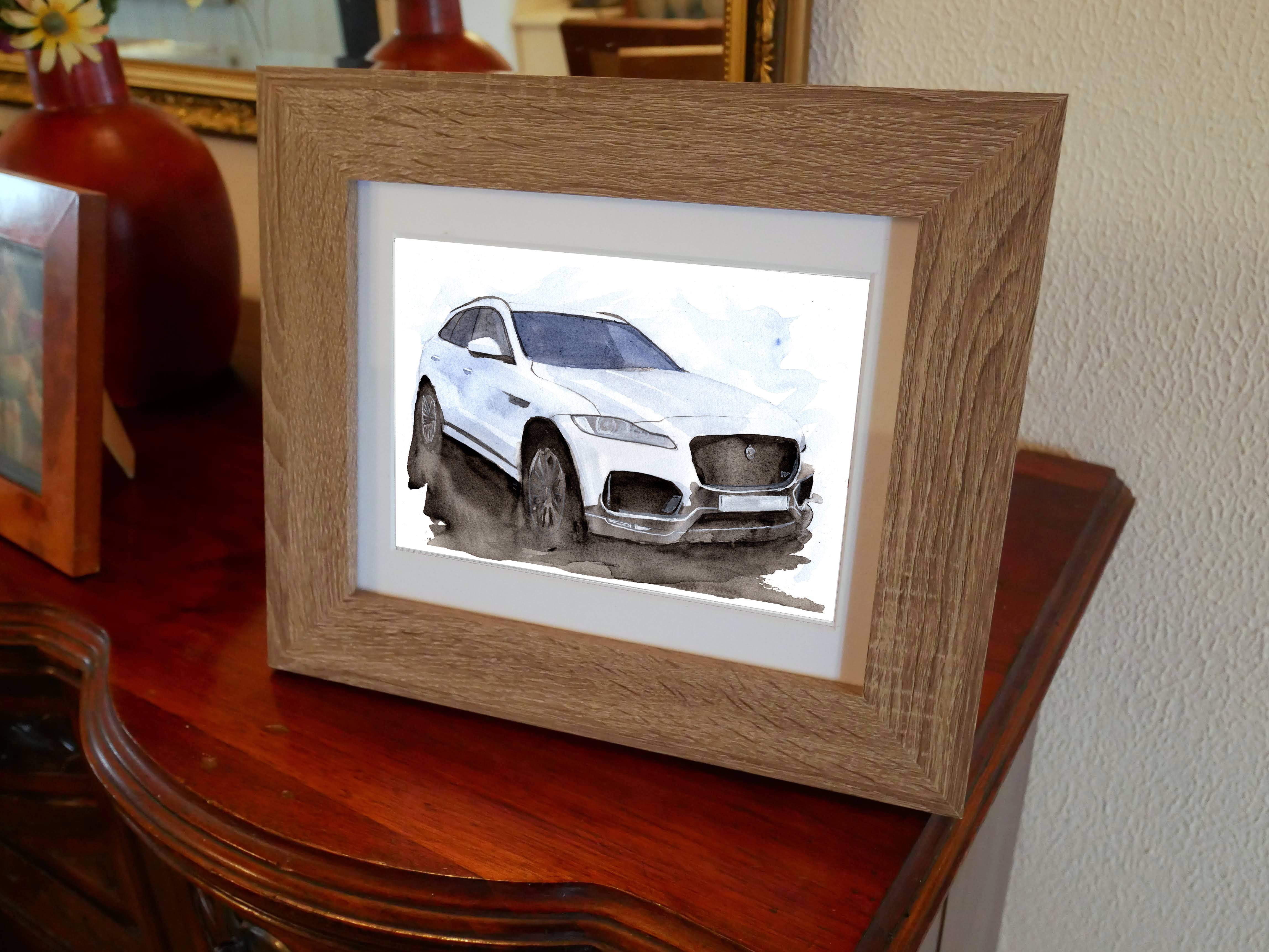 Jaguar F Pace Print. Jaguar F Pace Poster. Gifts For Him. Hand Painted Art. birthday gift
