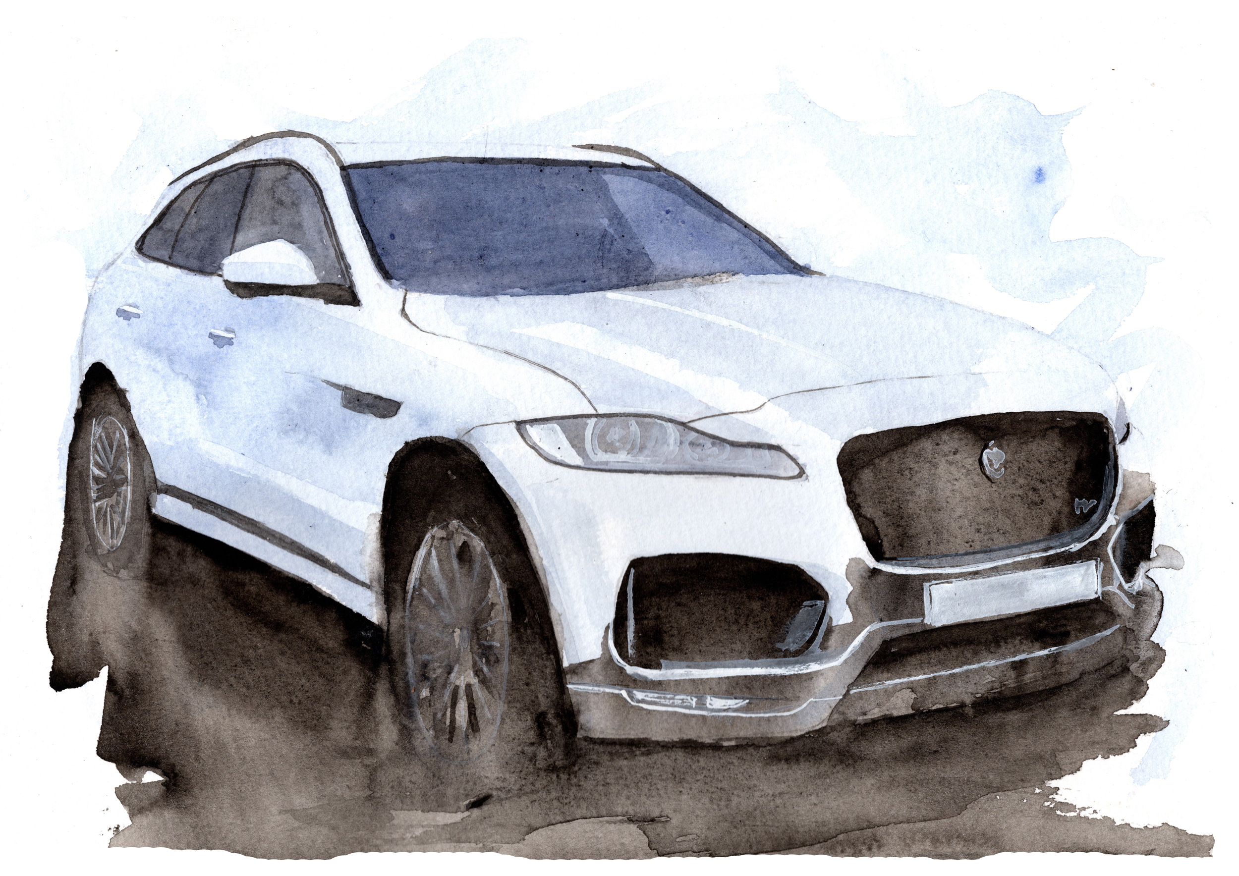 Jaguar F Pace Print. Jaguar F Pace Poster. Gifts For Him. Hand Painted Art. birthday gift
