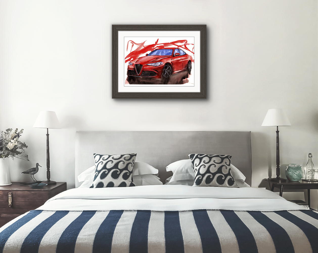 Alfa Romeo Giulia Print. Alfa Romeo Giulia Poster. Gifts For Him. Hand Painted Art. birthday gift