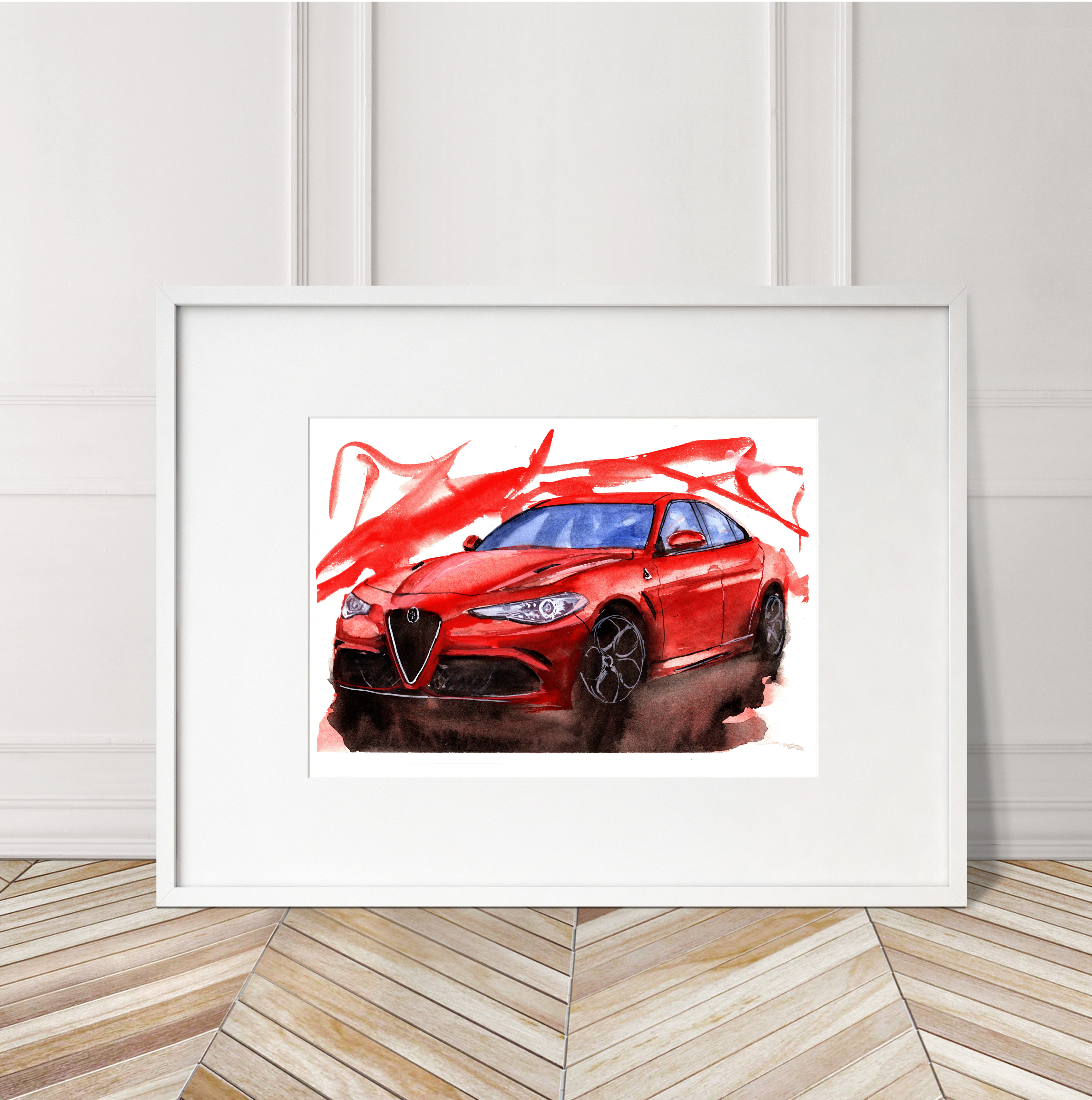 Alfa Romeo Giulia Print. Alfa Romeo Giulia Poster. Gifts For Him. Hand Painted Art. birthday gift