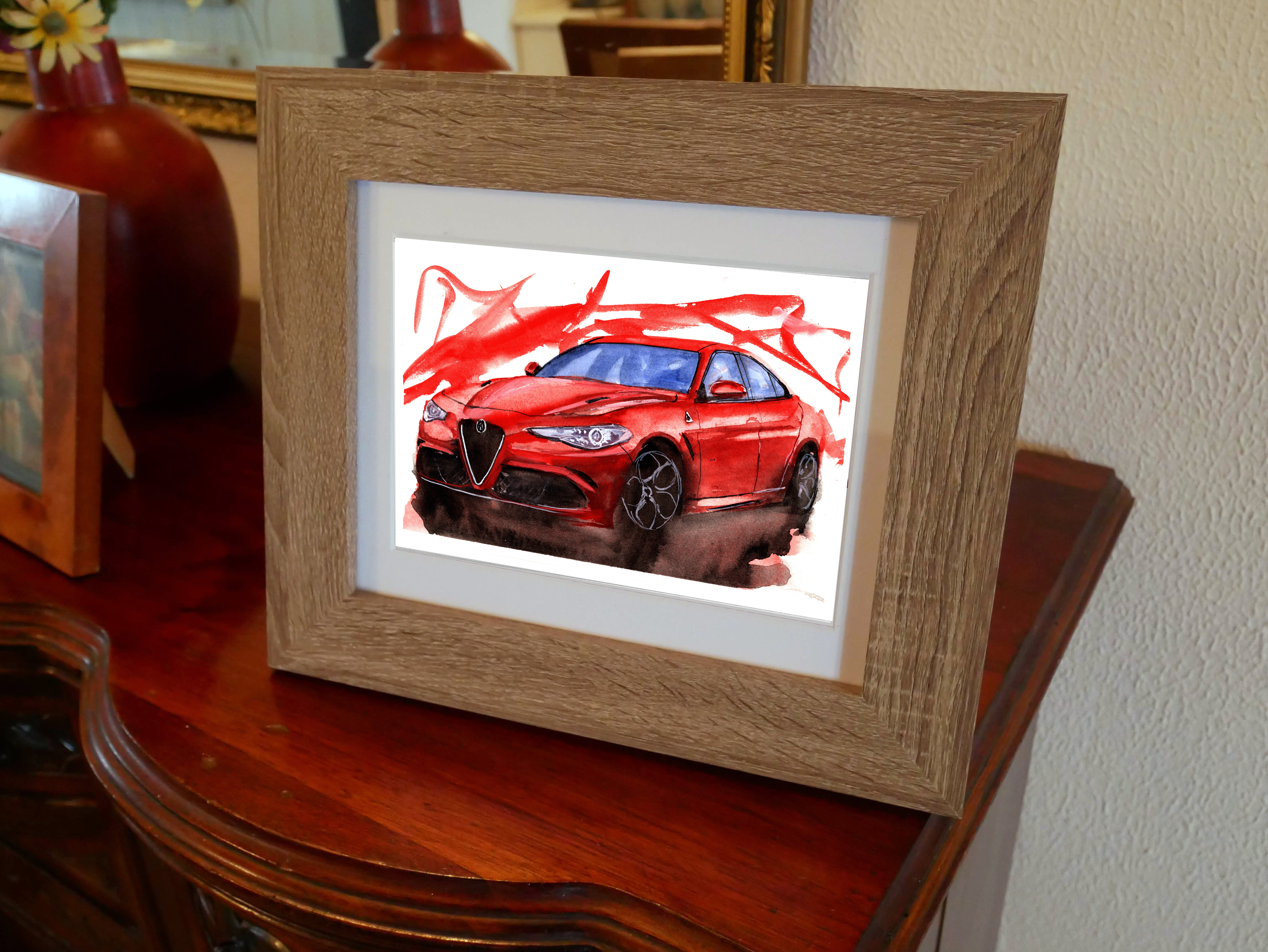 Alfa Romeo Giulia Print. Alfa Romeo Giulia Poster. Gifts For Him. Hand Painted Art. birthday gift