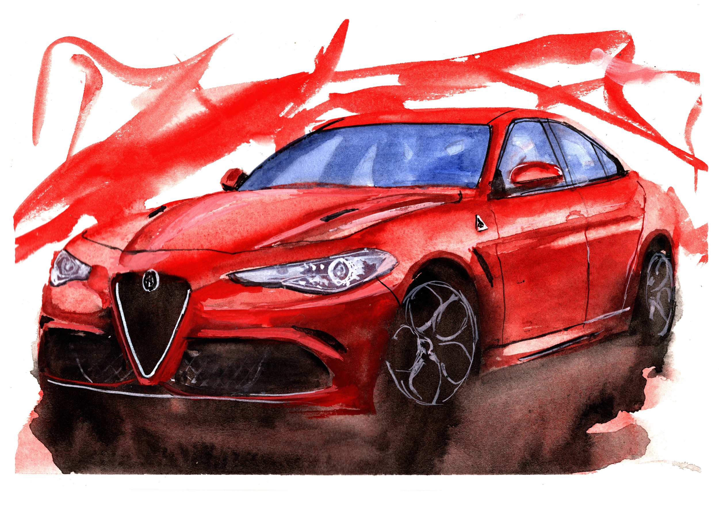Alfa Romeo Giulia Print. Alfa Romeo Giulia Poster. Gifts For Him. Hand Painted Art. birthday gift