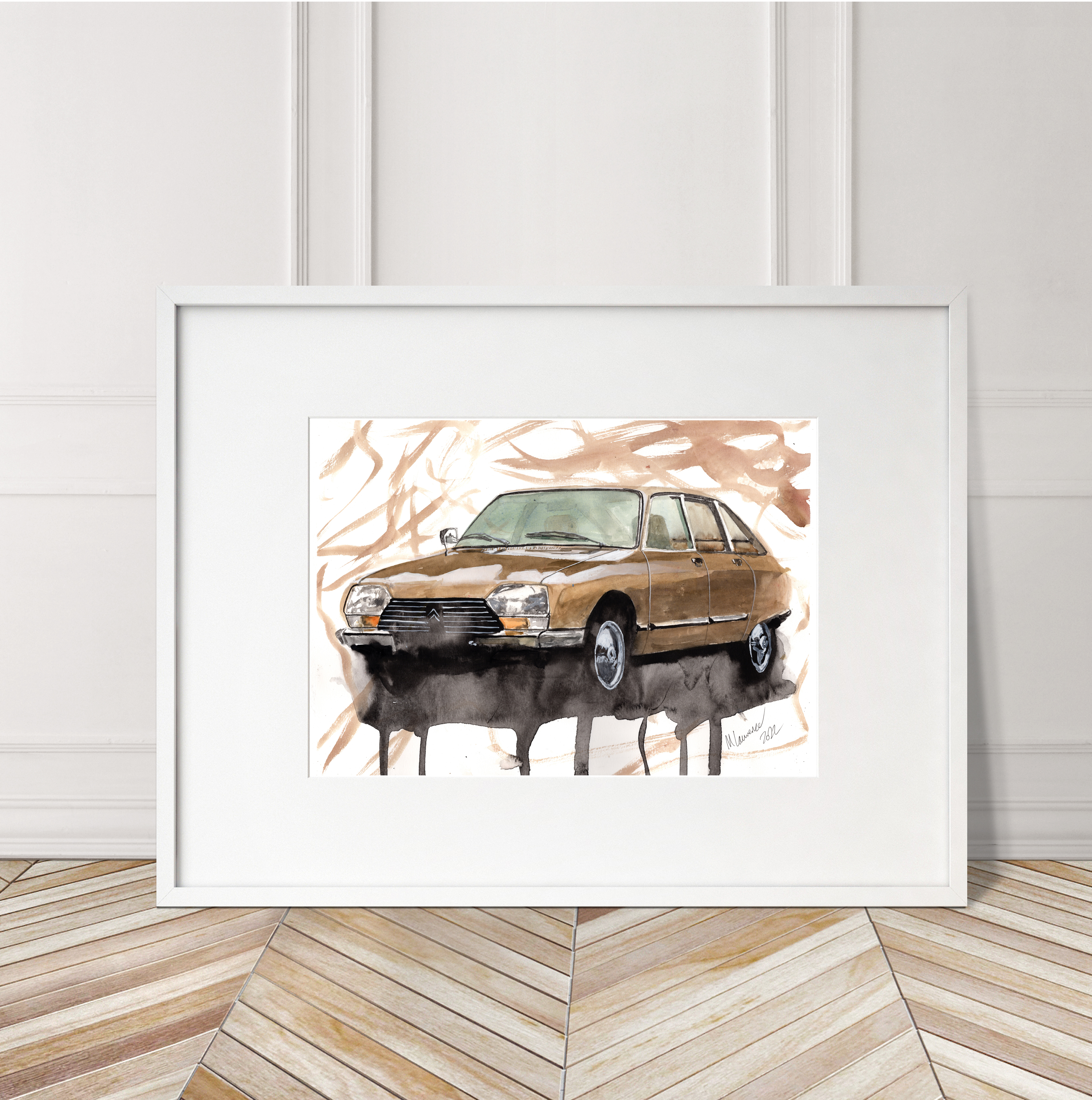 Citroen GS Print. Citroen GS Poster. Gifts For Him. Hand Painted Art. birthday gift
