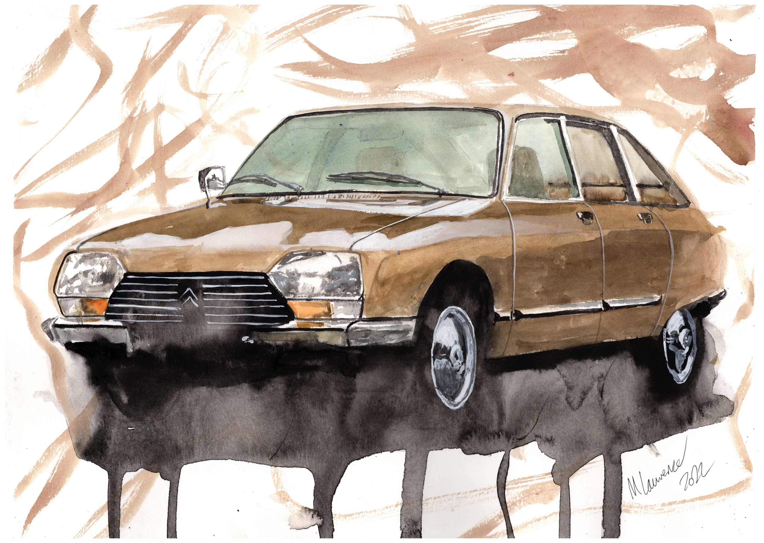 Citroen GS Print. Citroen GS Poster. Gifts For Him. Hand Painted Art. birthday gift