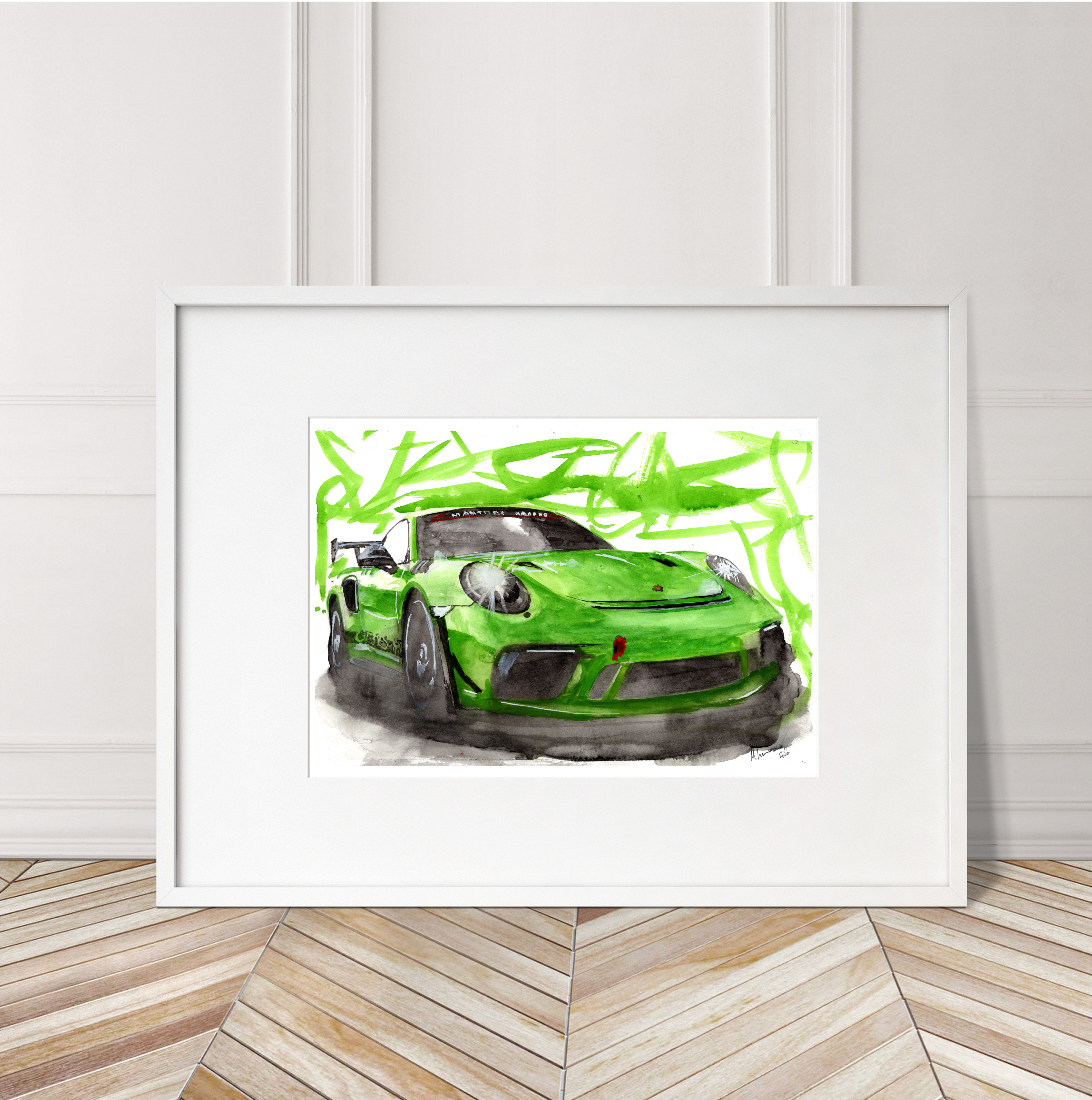 Porsche GT3 Print. Porsche GT3 Poster. Gifts For Him. Hand Painted Art. birthday gift