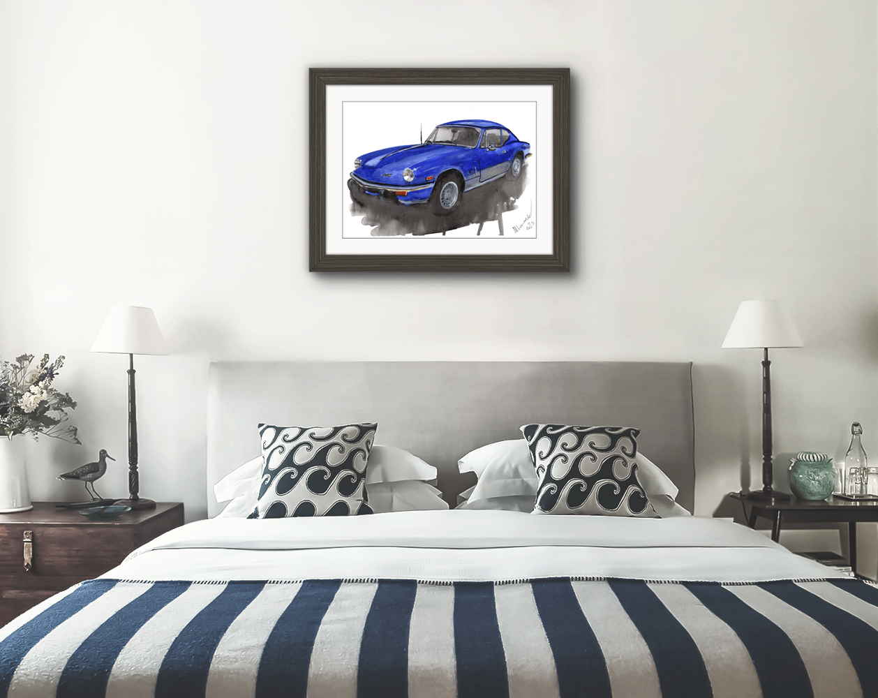 Triumph GT6 Print. Triumph GT6 Poster. Gifts For Him. Hand Painted Art. birthday gift