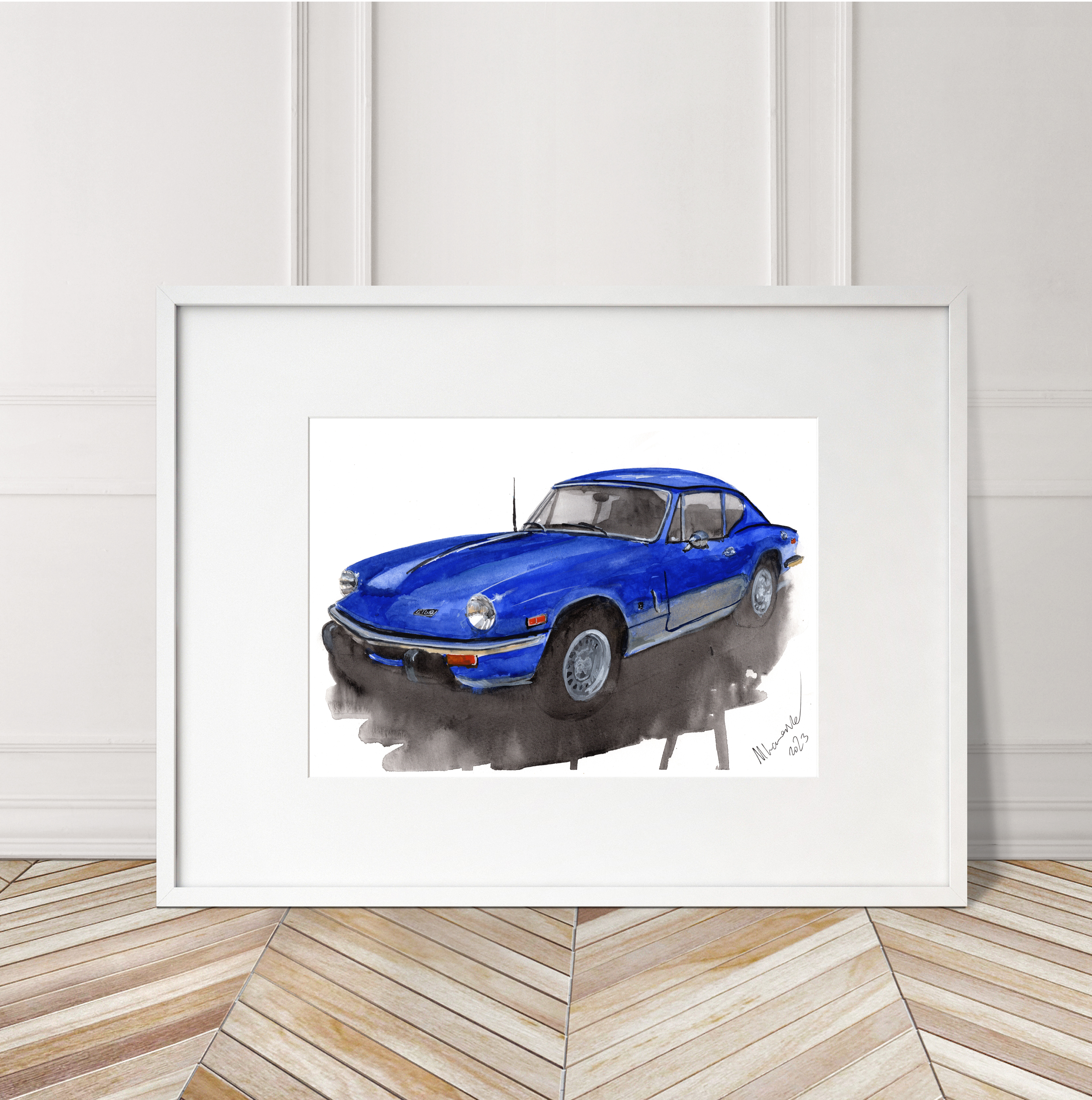Triumph GT6 Print. Triumph GT6 Poster. Gifts For Him. Hand Painted Art. birthday gift